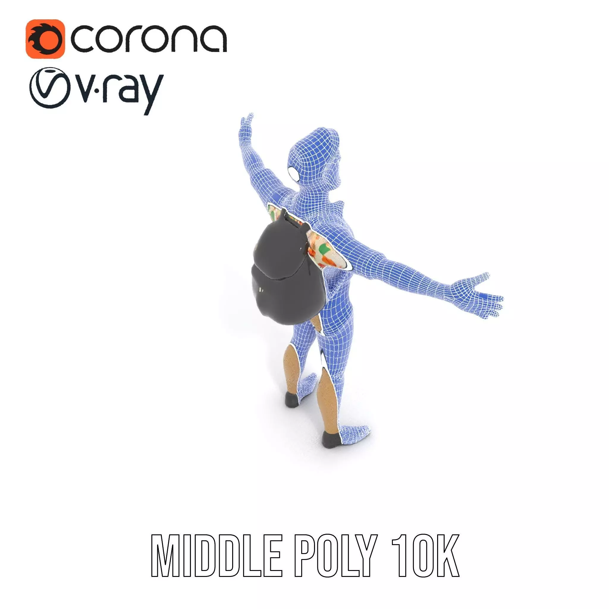 Casual Male Character with Floral Shirt Model Pack Low-poly 3D model_24