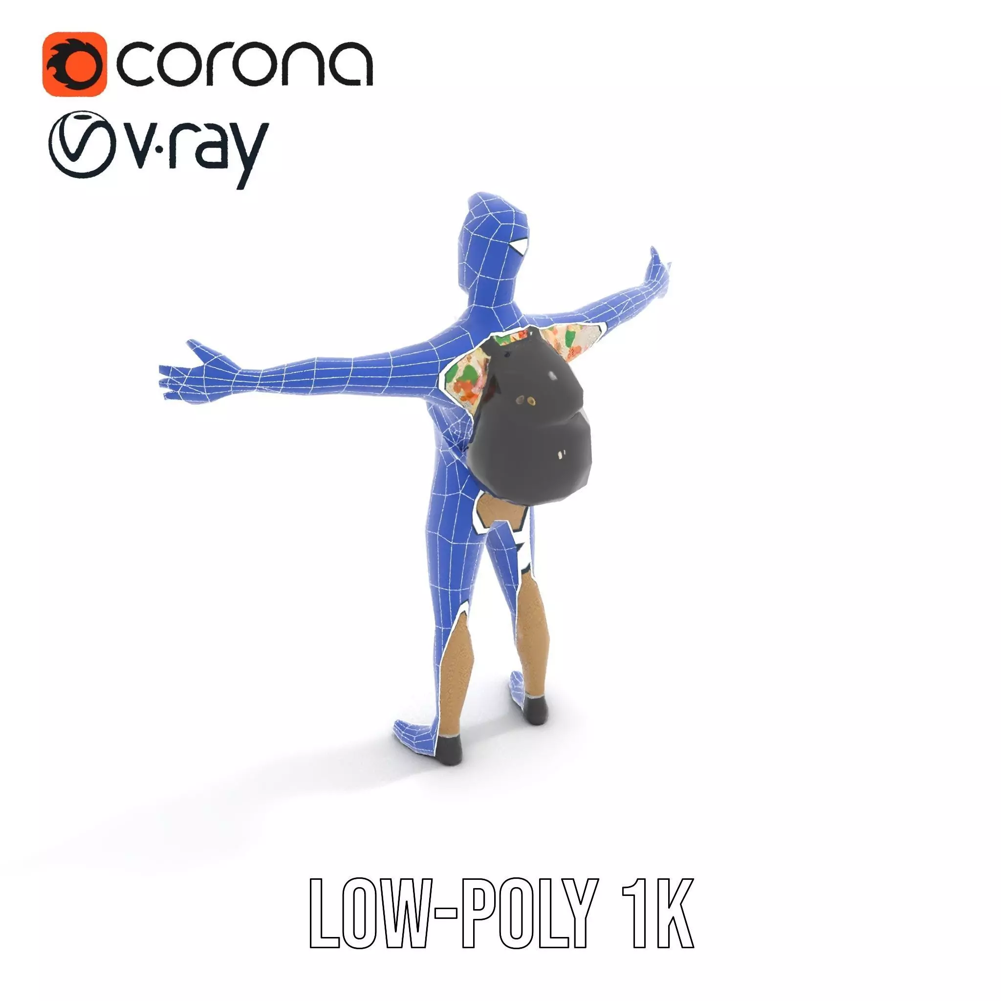 Casual Male Character with Floral Shirt Model Pack Low-poly 3D model_22