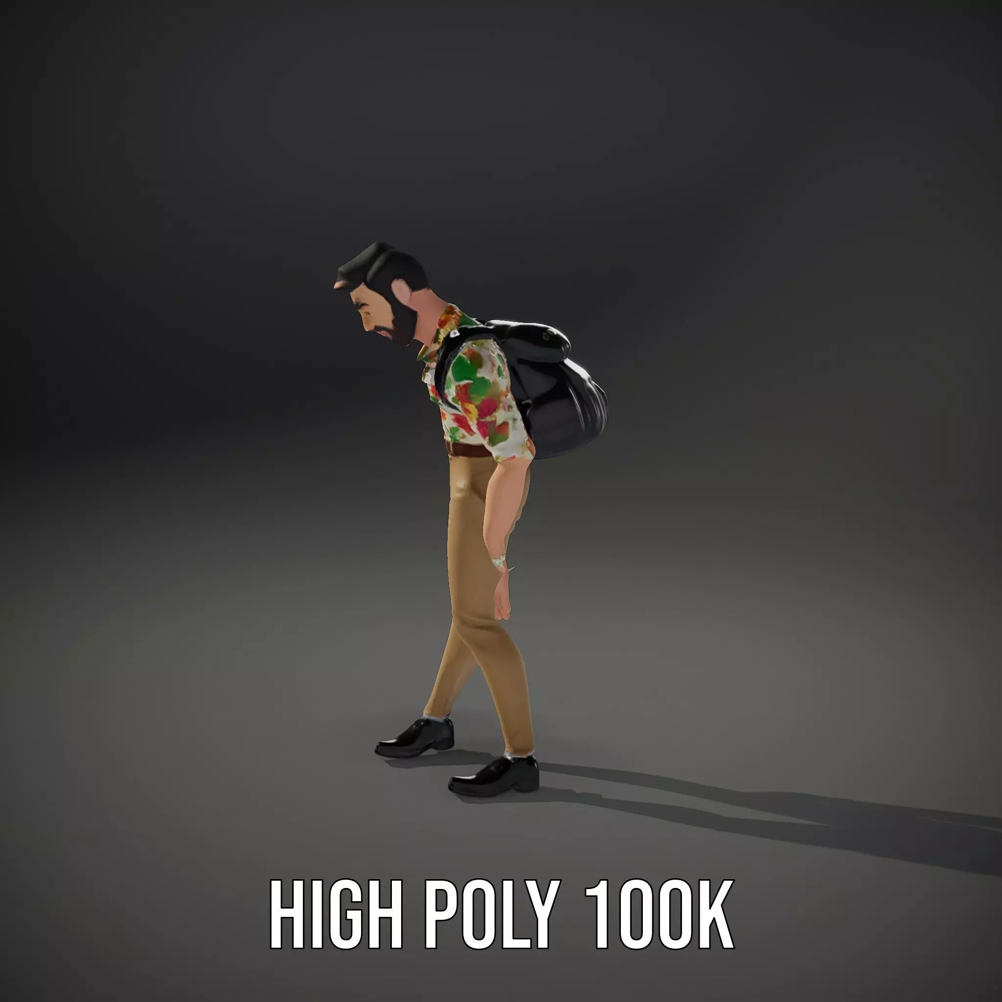 Casual Male Character with Floral Shirt Model Pack Low-poly 3D model_31
