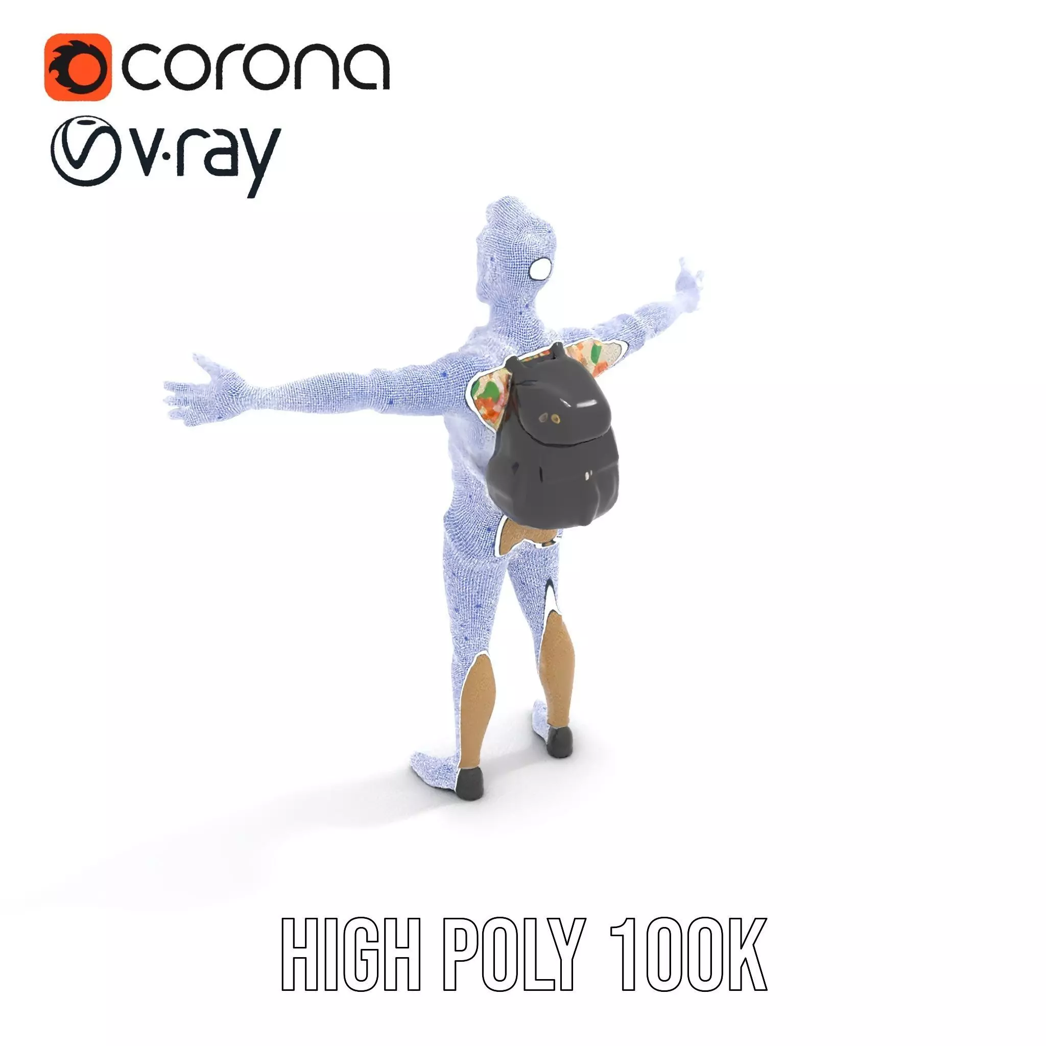 Casual Male Character with Floral Shirt Model Pack Low-poly 3D model_32