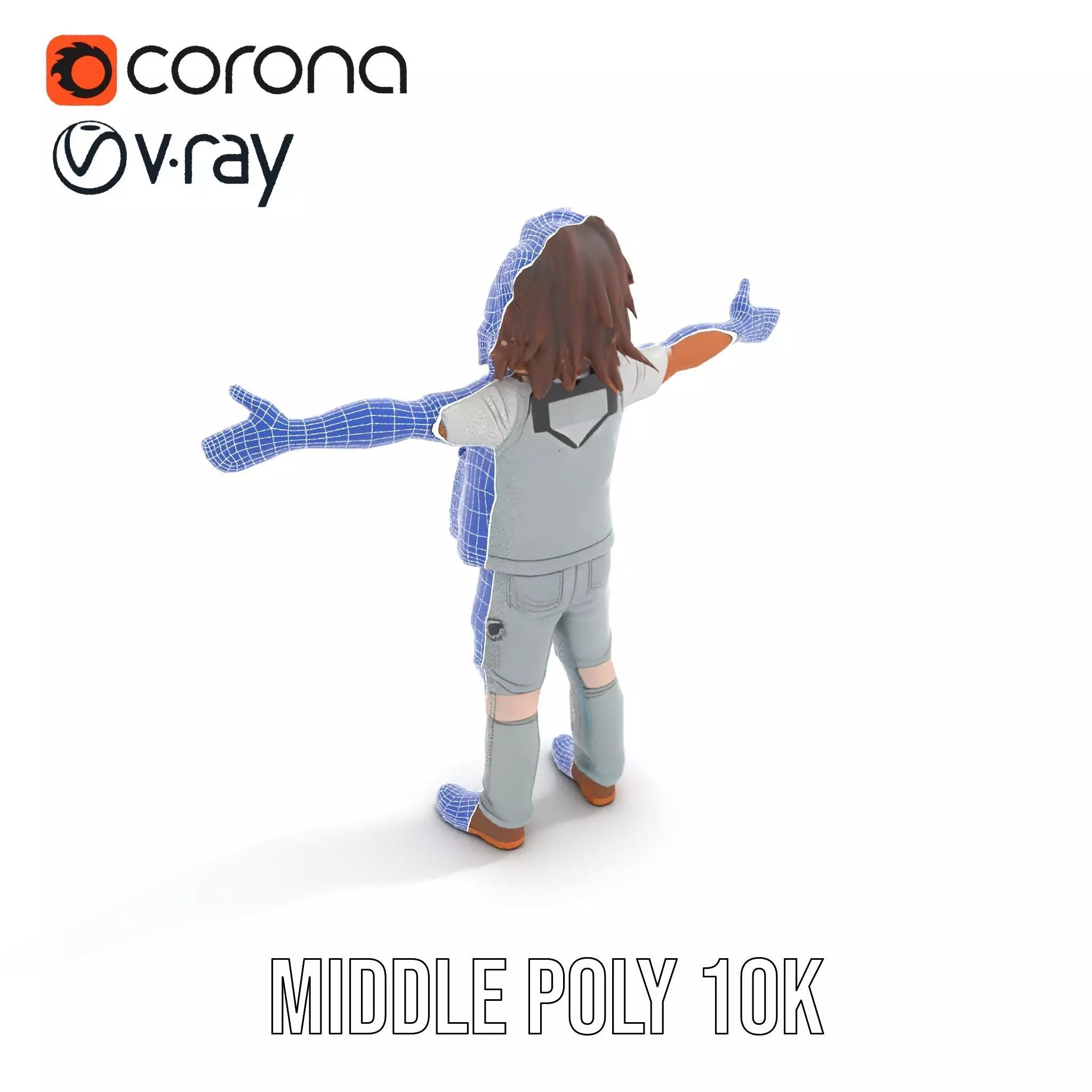 Realistic Teen Character Model Pack with Casual Outfit Low-poly 3D model_14