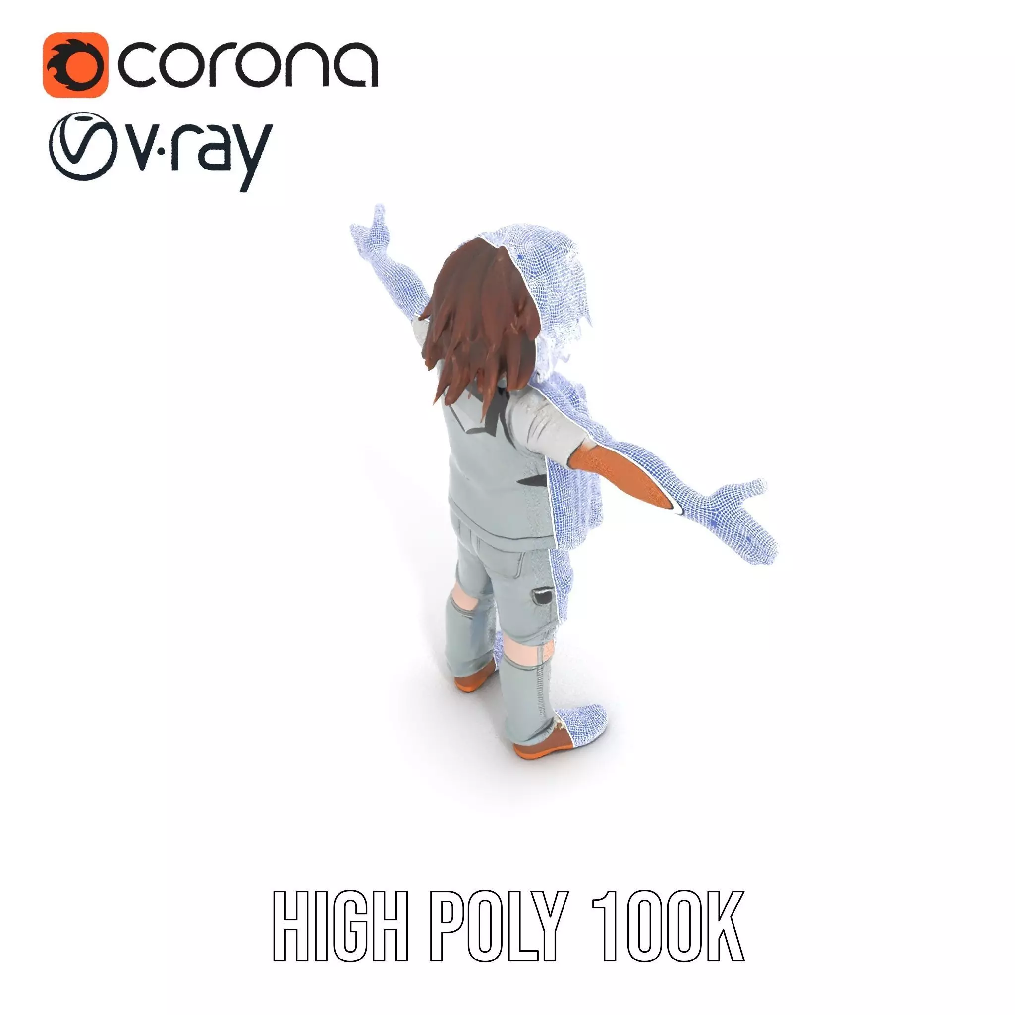 Realistic Teen Character Model Pack with Casual Outfit Low-poly 3D model_29