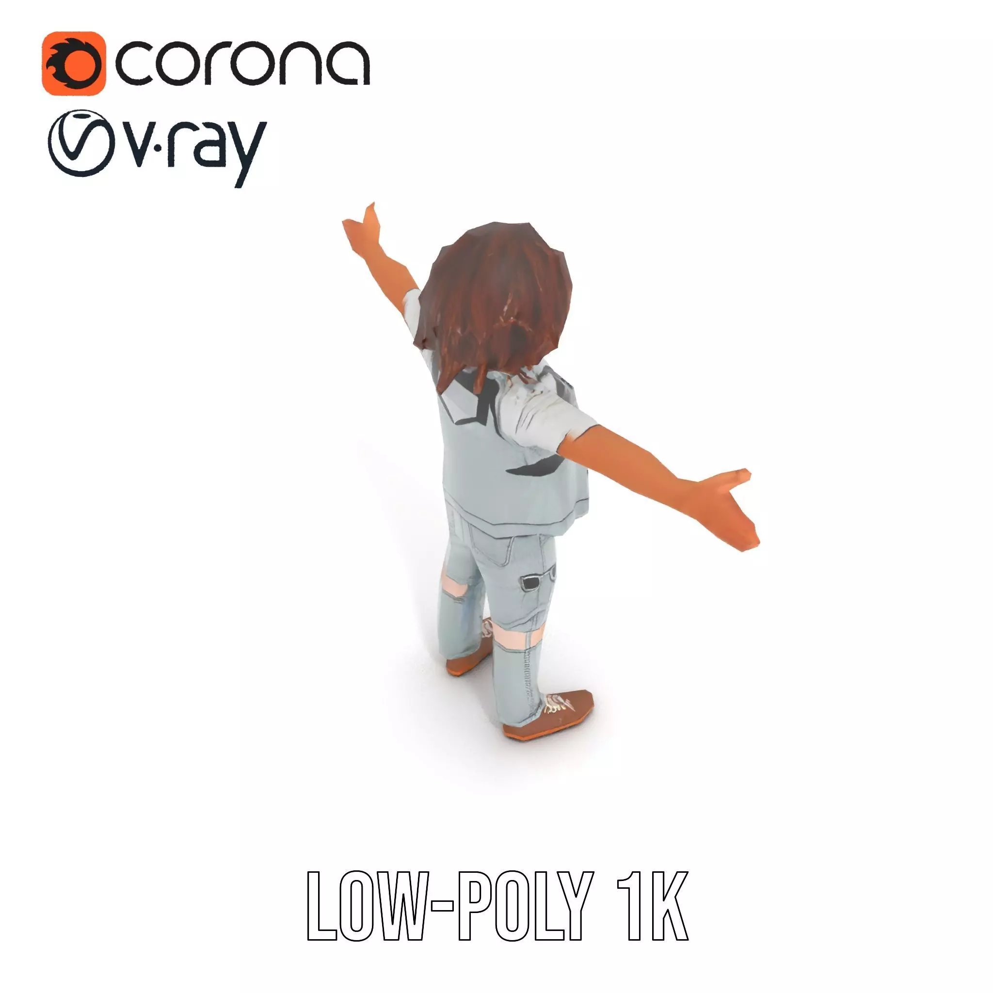 Realistic Teen Character Model Pack with Casual Outfit Low-poly 3D model_28