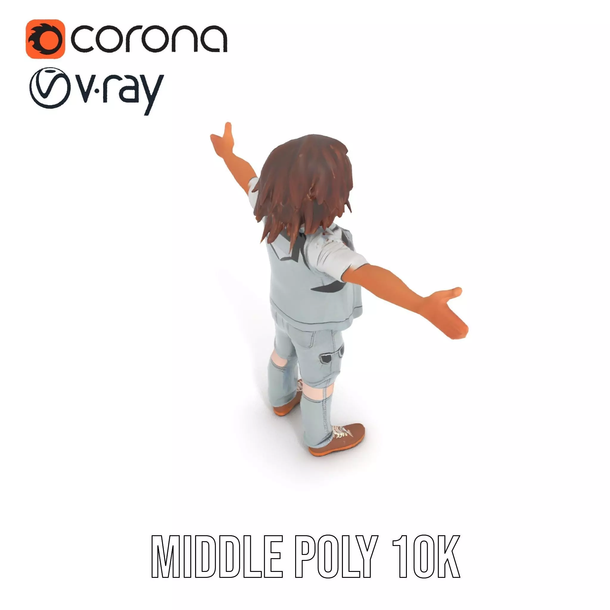 Realistic Teen Character Model Pack with Casual Outfit Low-poly 3D model_6