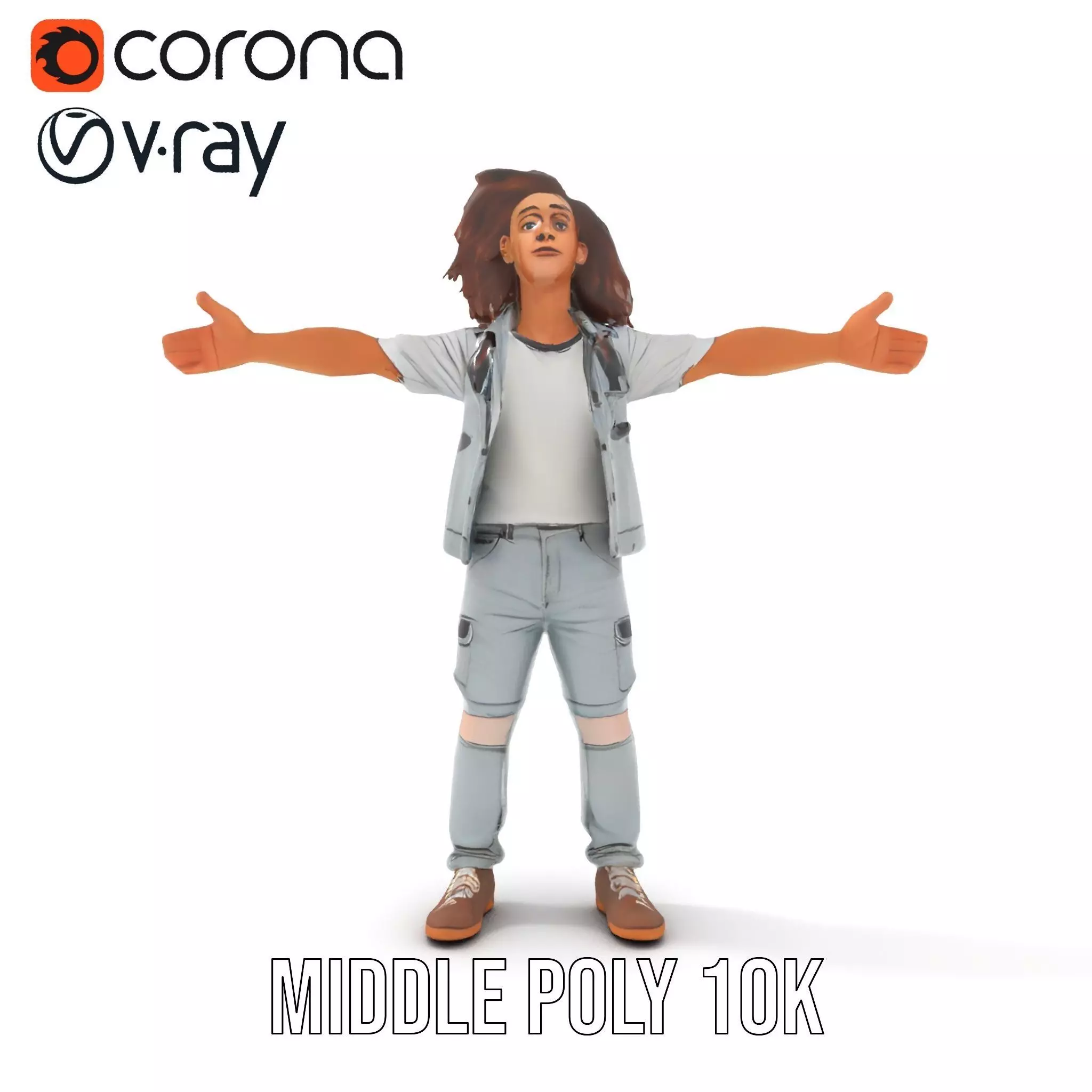 Realistic Teen Character Model Pack with Casual Outfit Low-poly 3D model_11