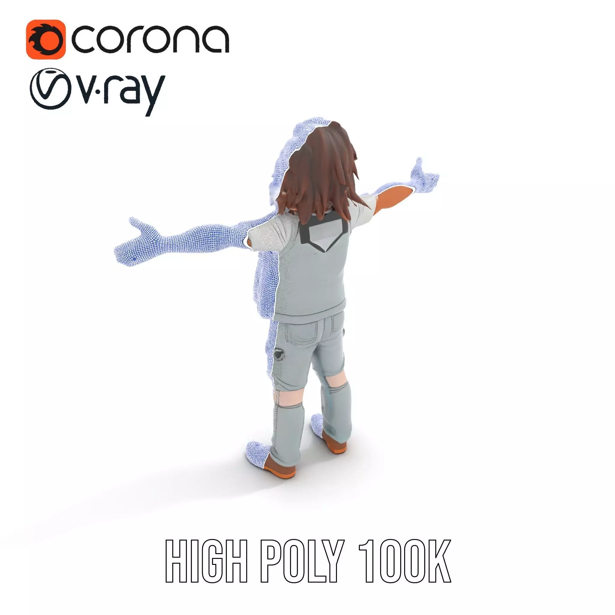 Realistic Teen Character Model Pack with Casual Outfit Low-poly 3D model_32