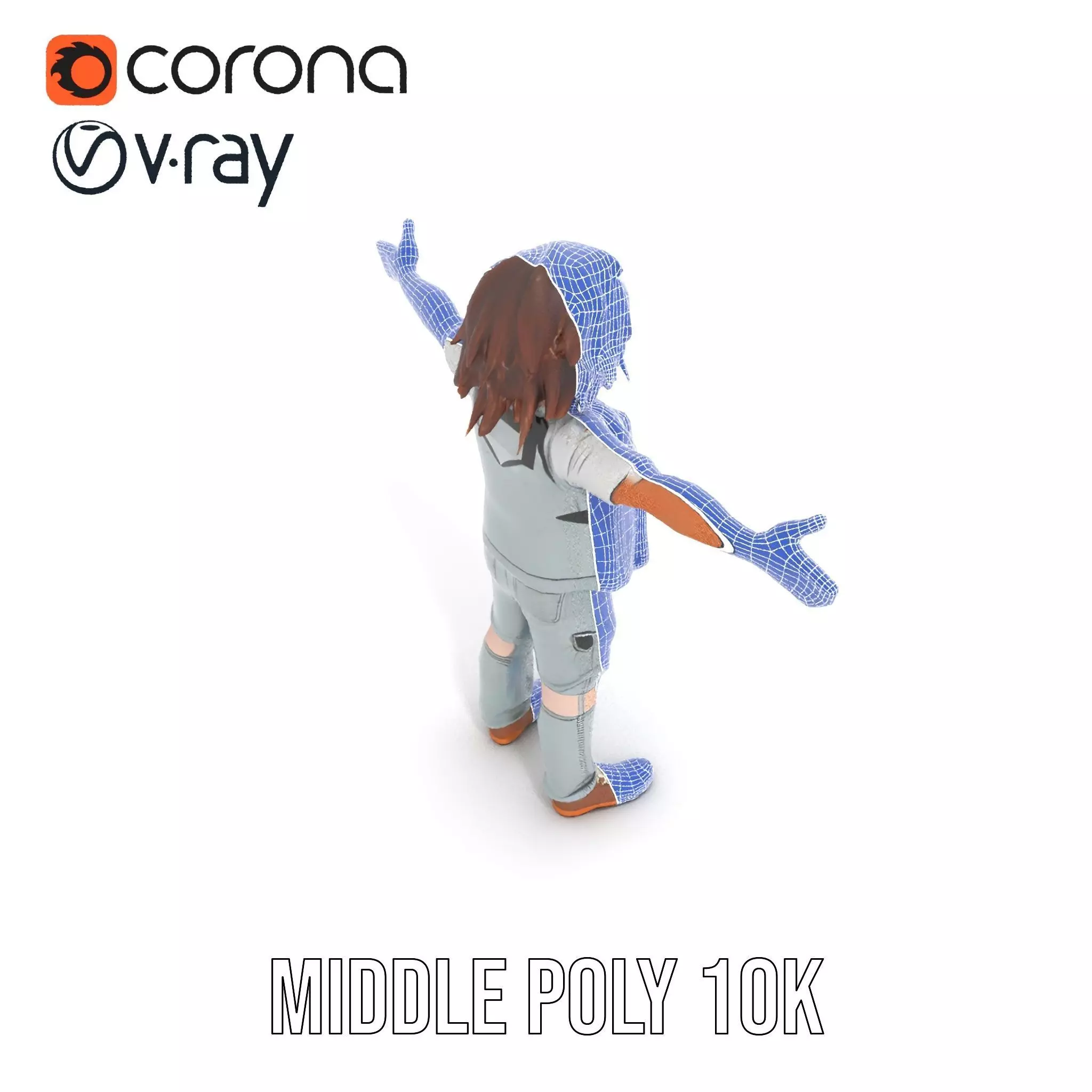 Realistic Teen Character Model Pack with Casual Outfit Low-poly 3D model_22