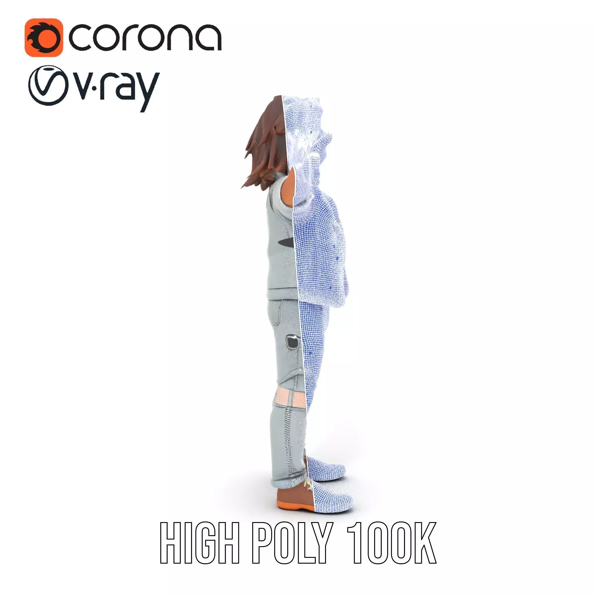 Realistic Teen Character Model Pack with Casual Outfit Low-poly 3D model_33