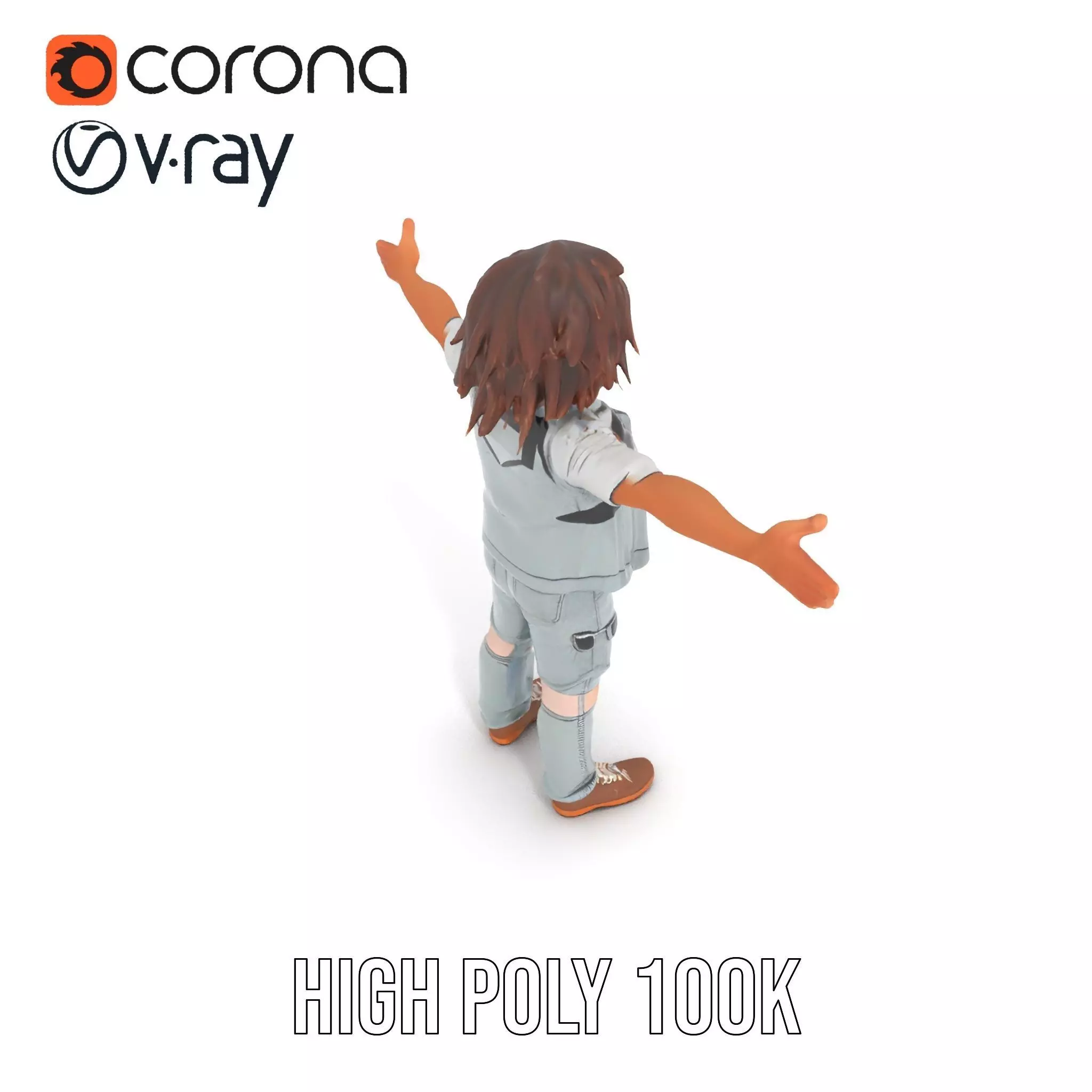 Realistic Teen Character Model Pack with Casual Outfit Low-poly 3D model_10