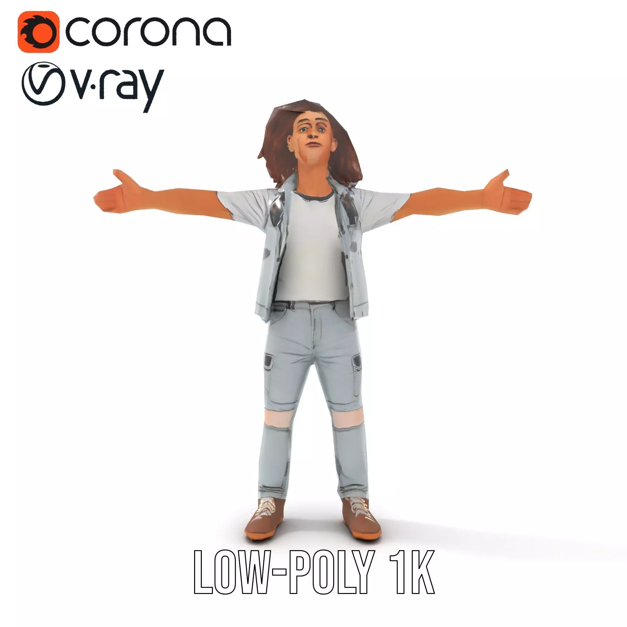 Realistic Teen Character Model Pack with Casual Outfit Low-poly 3D model_9