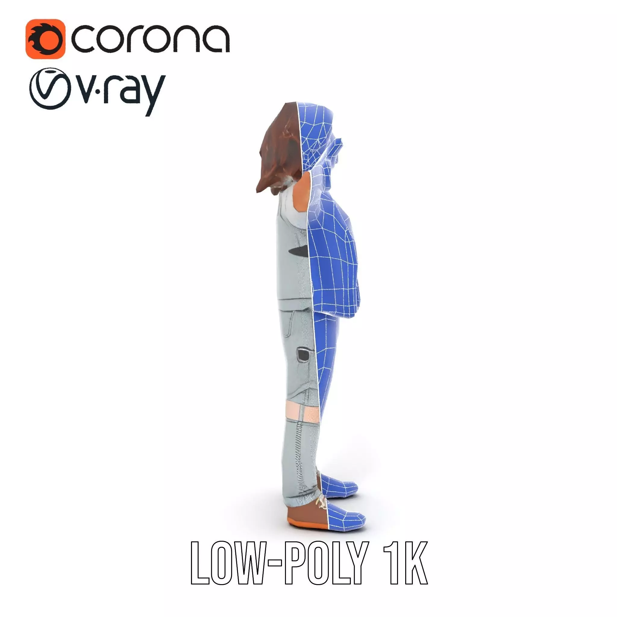 Realistic Teen Character Model Pack with Casual Outfit Low-poly 3D model_31