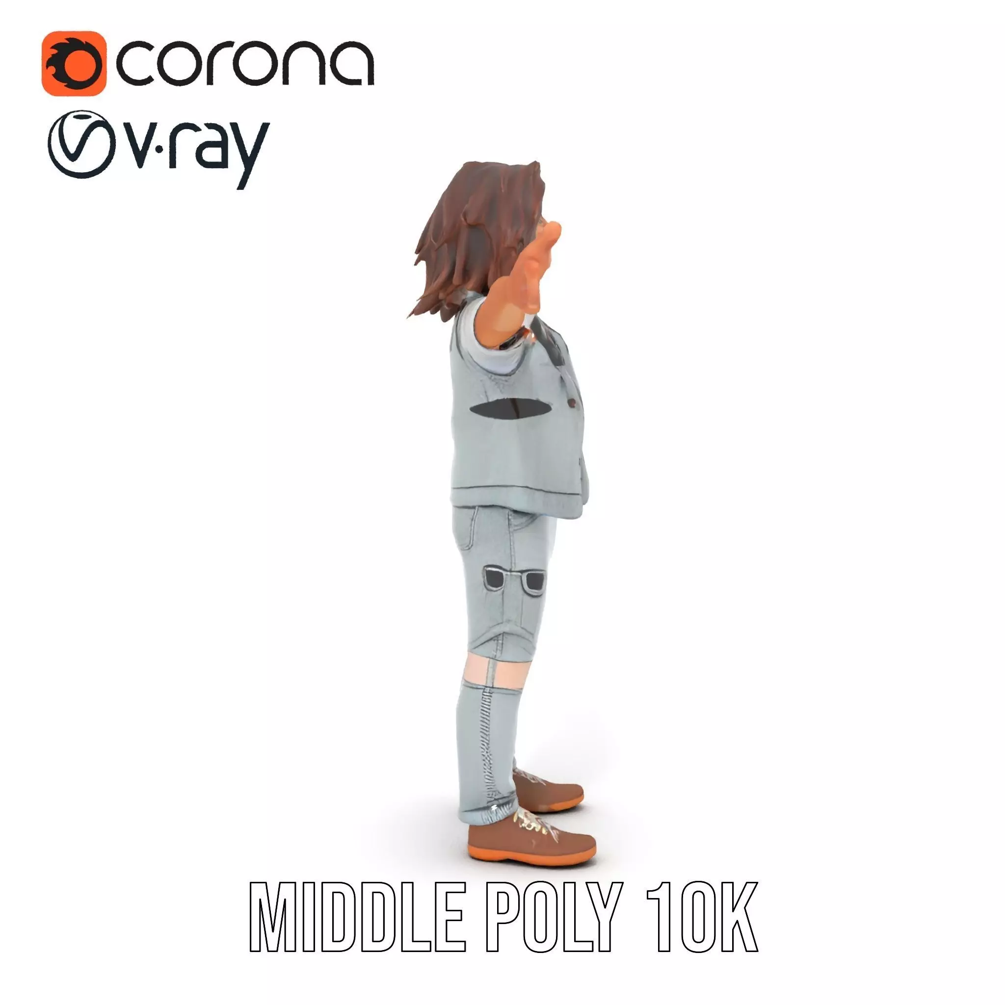 Realistic Teen Character Model Pack with Casual Outfit Low-poly 3D model_19