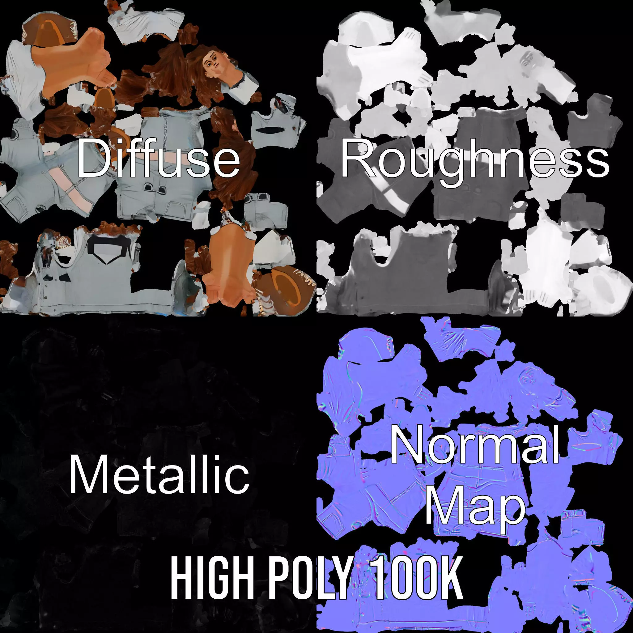 Realistic Teen Character Model Pack with Casual Outfit Low-poly 3D model_4