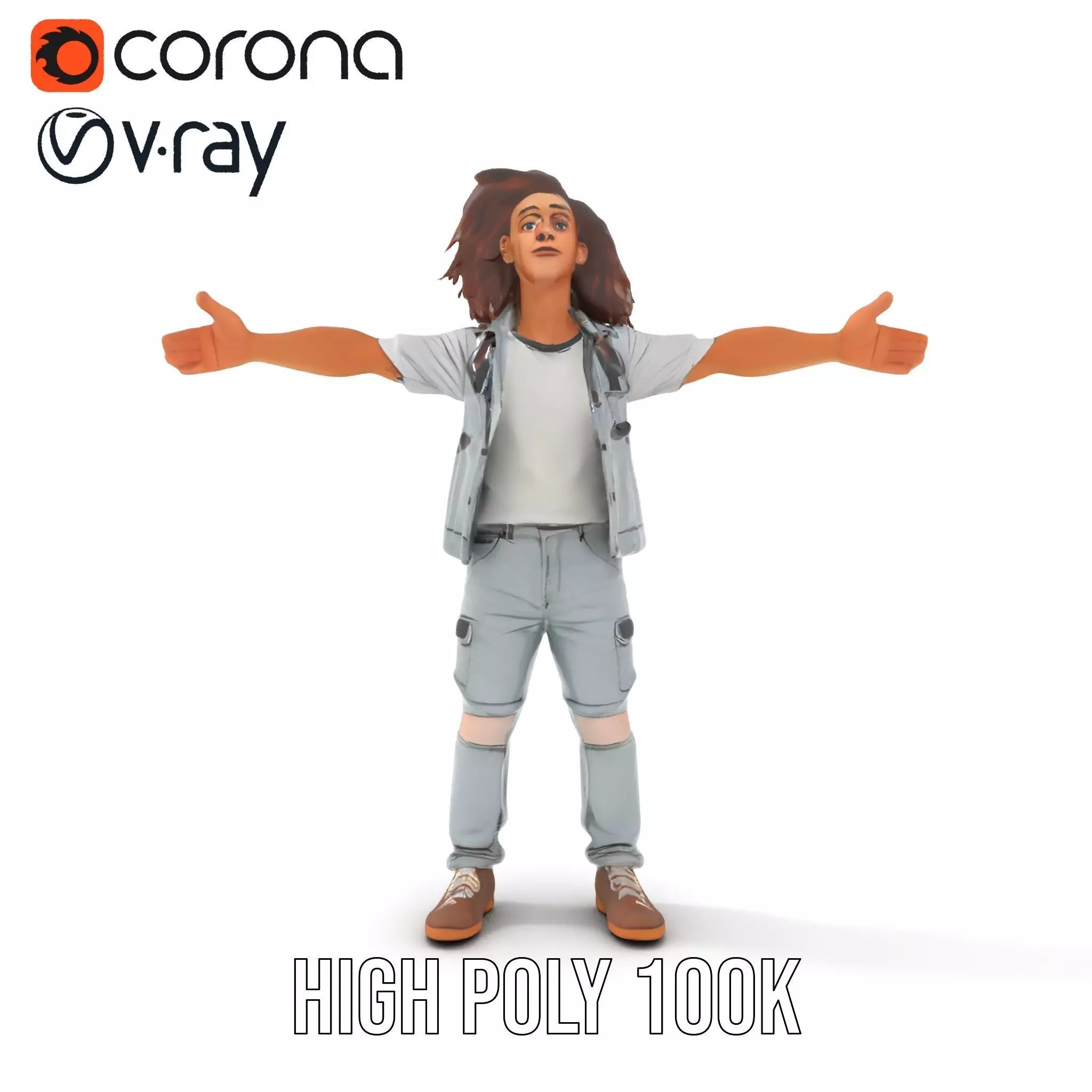 Realistic Teen Character Model Pack with Casual Outfit Low-poly 3D model_18