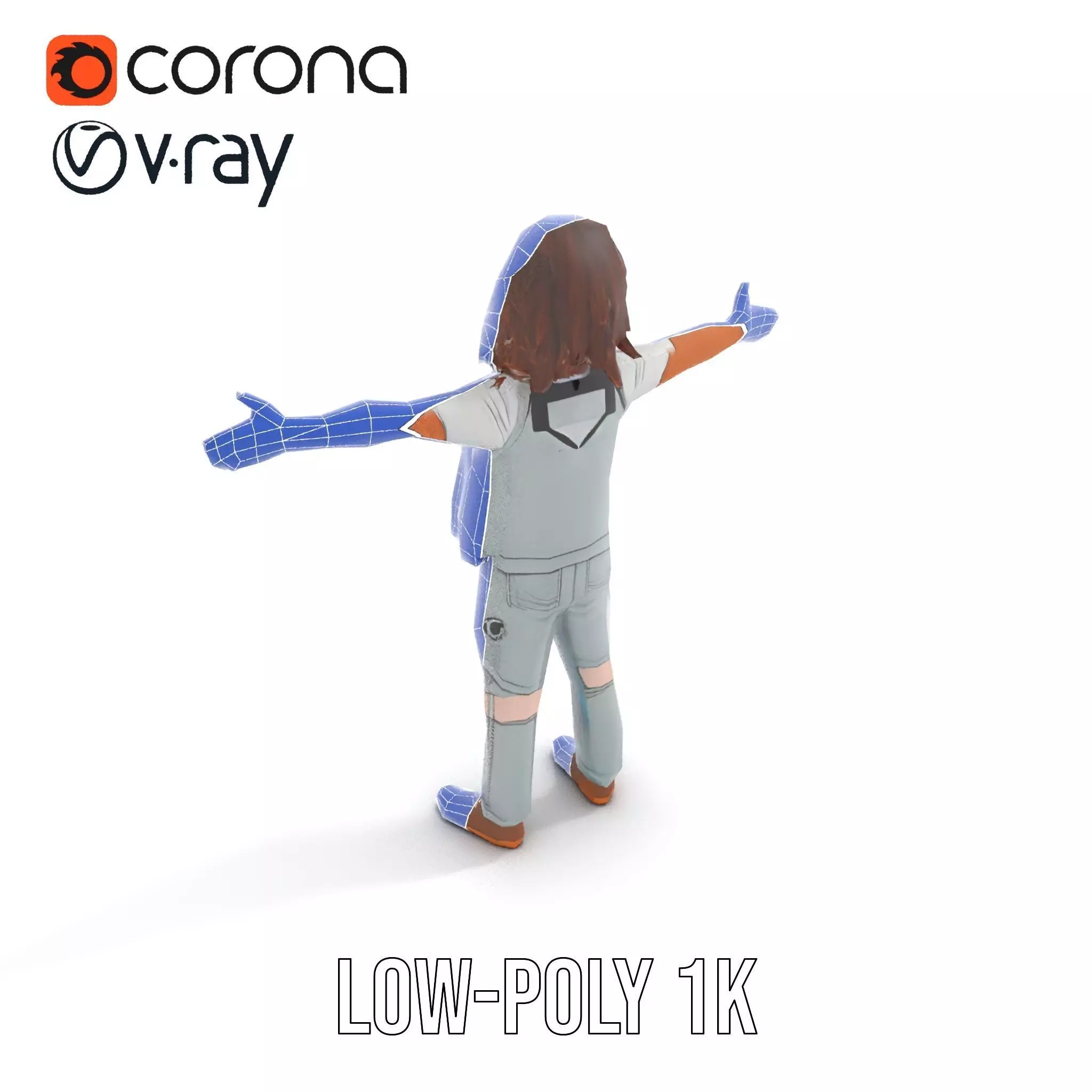 Realistic Teen Character Model Pack with Casual Outfit Low-poly 3D model_26