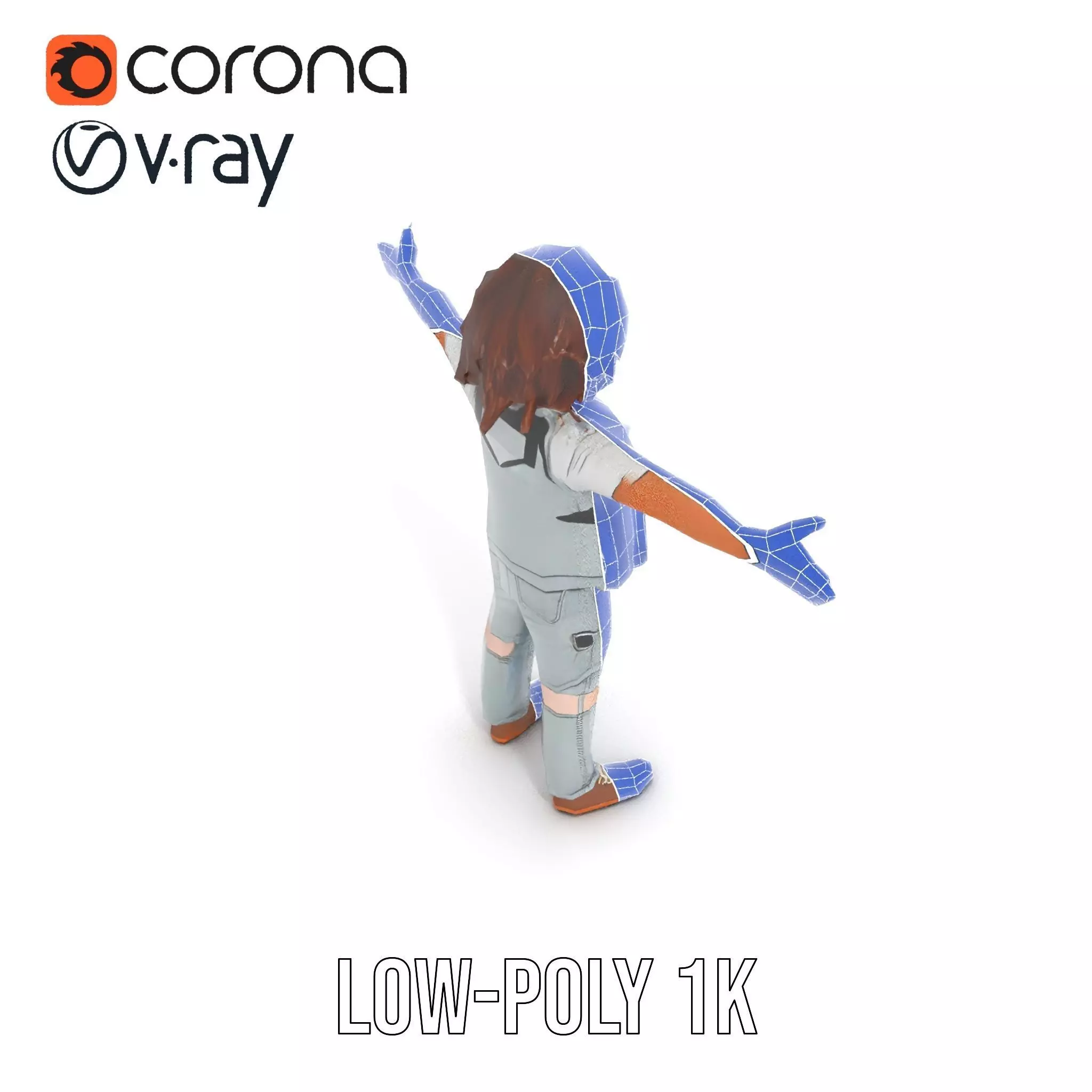 Realistic Teen Character Model Pack with Casual Outfit Low-poly 3D model_12