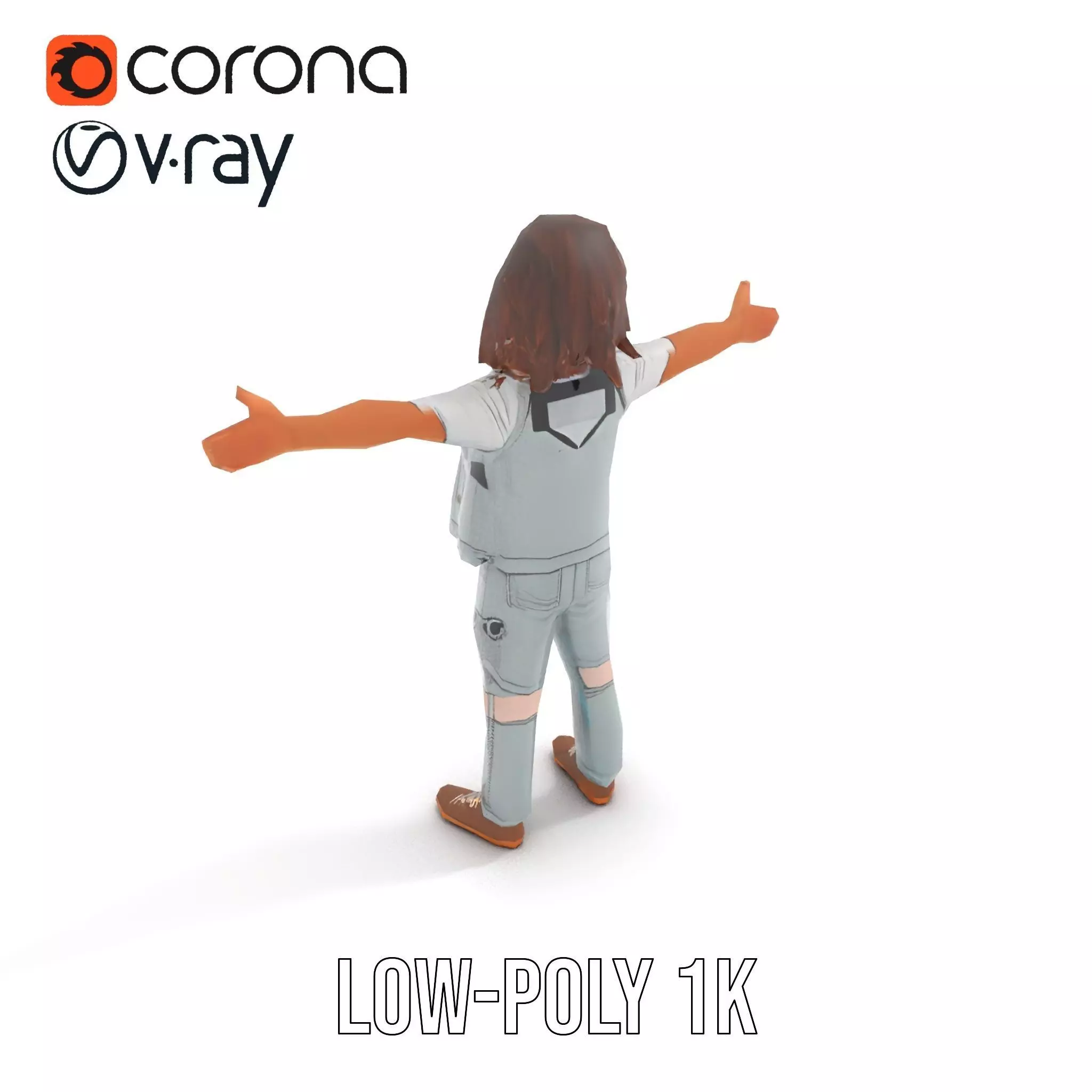 Realistic Teen Character Model Pack with Casual Outfit Low-poly 3D model_8