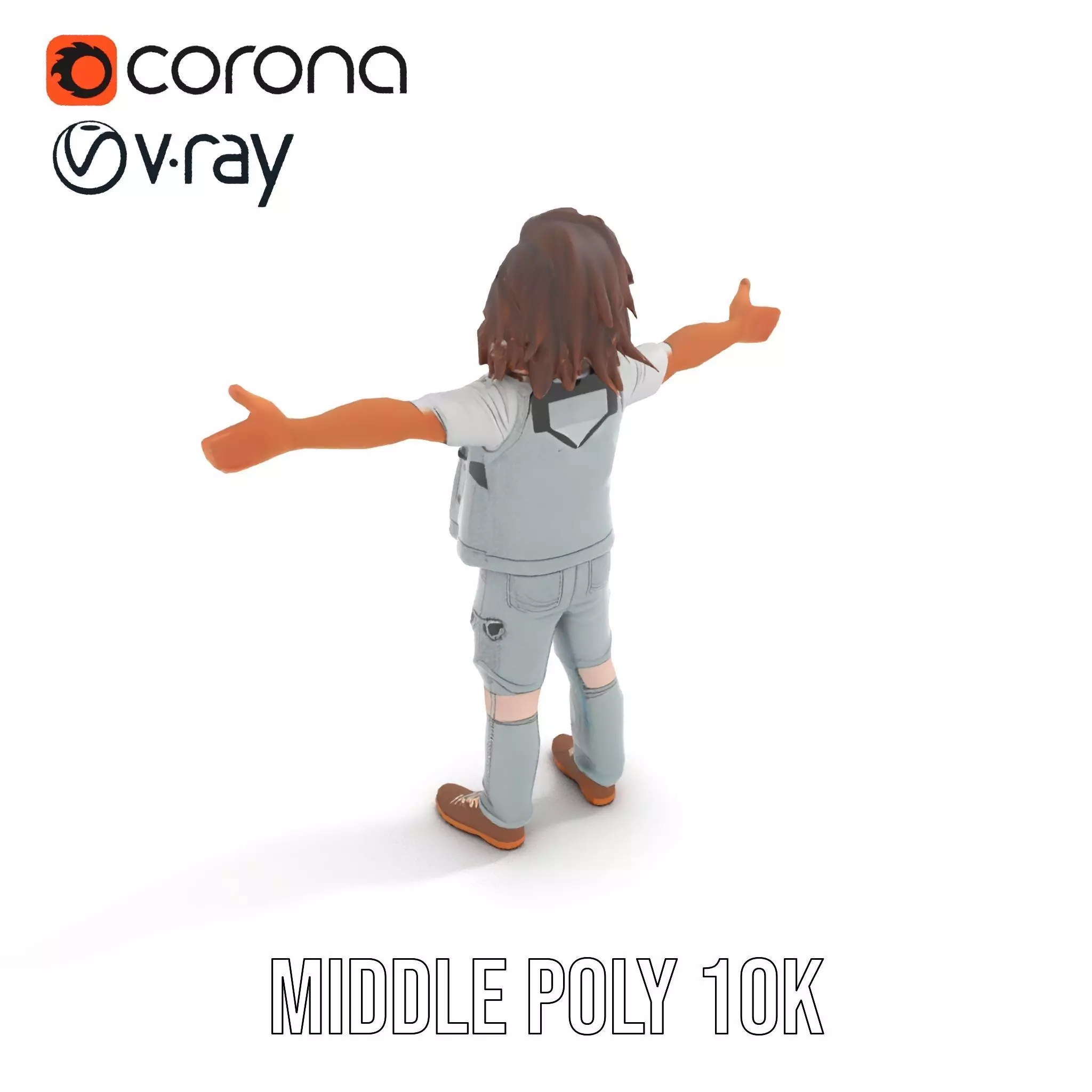 Realistic Teen Character Model Pack with Casual Outfit Low-poly 3D model_27