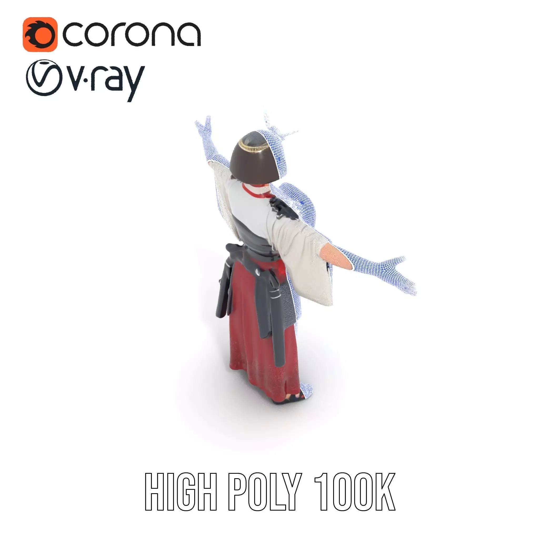 Samurai Armor Character Model Pack Low-poly 3D model_32