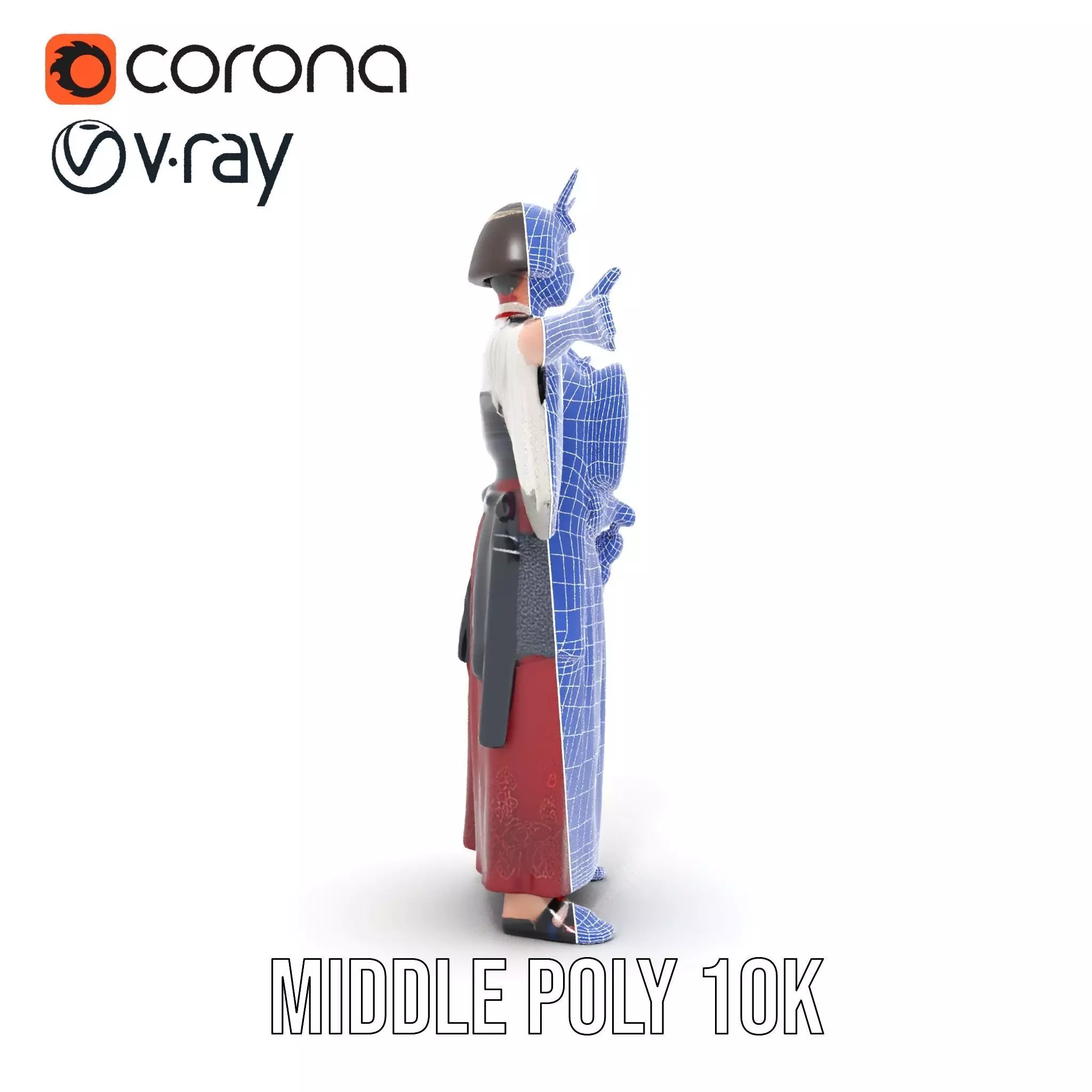 Samurai Armor Character Model Pack Low-poly 3D model_10