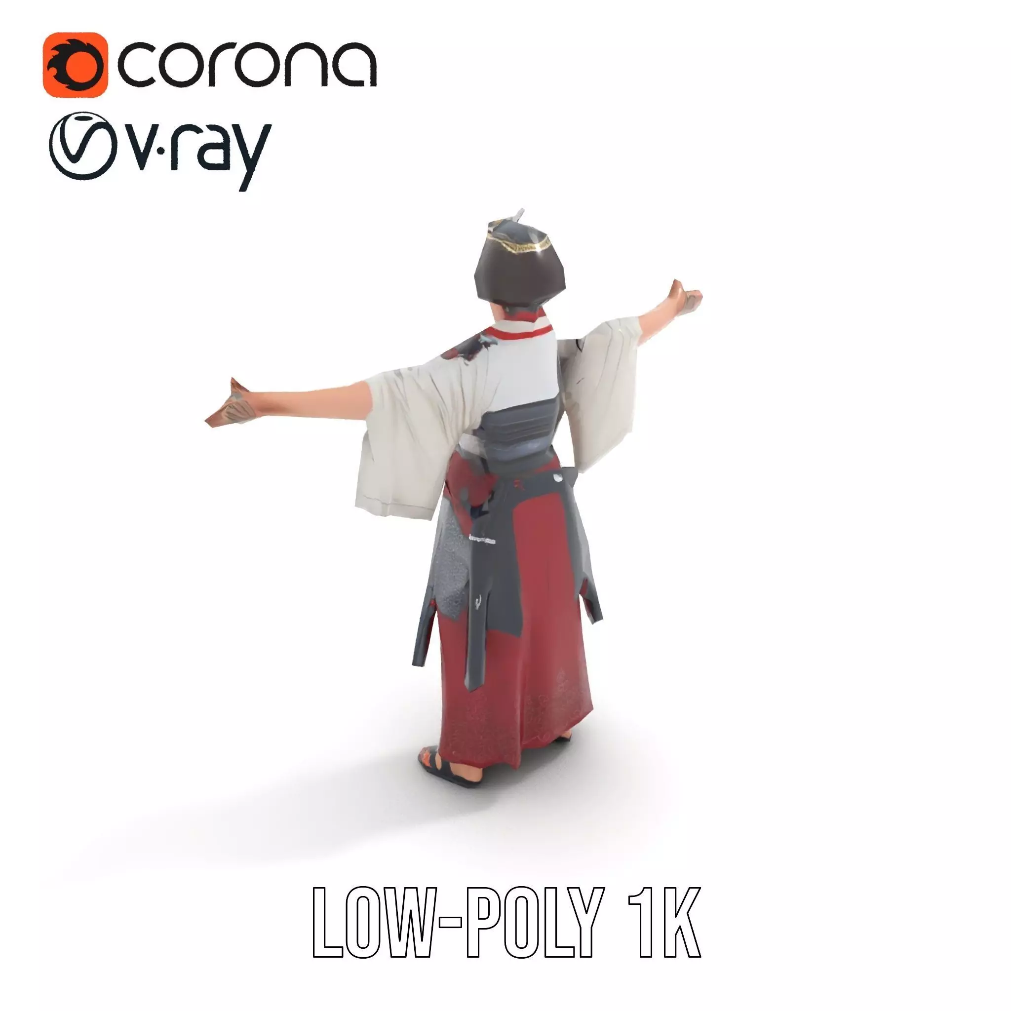 Samurai Armor Character Model Pack Low-poly 3D model_25