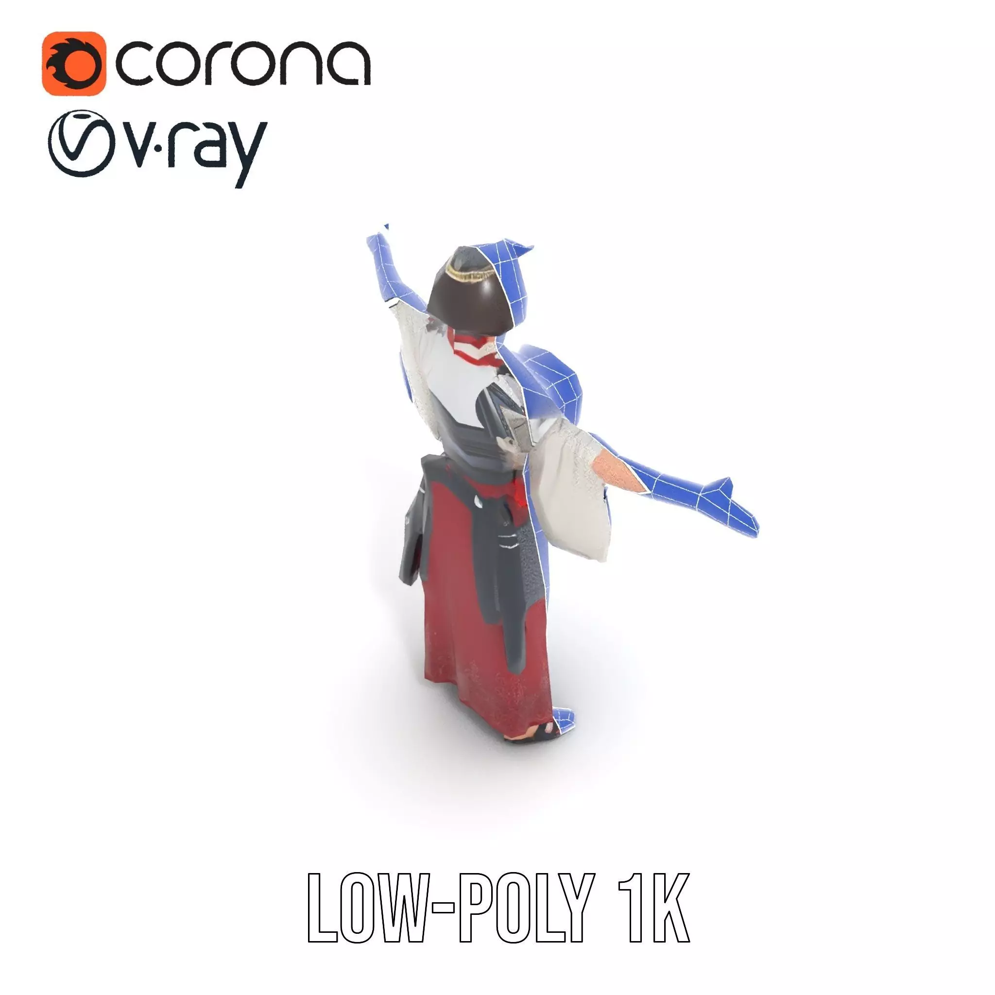 Samurai Armor Character Model Pack Low-poly 3D model_22