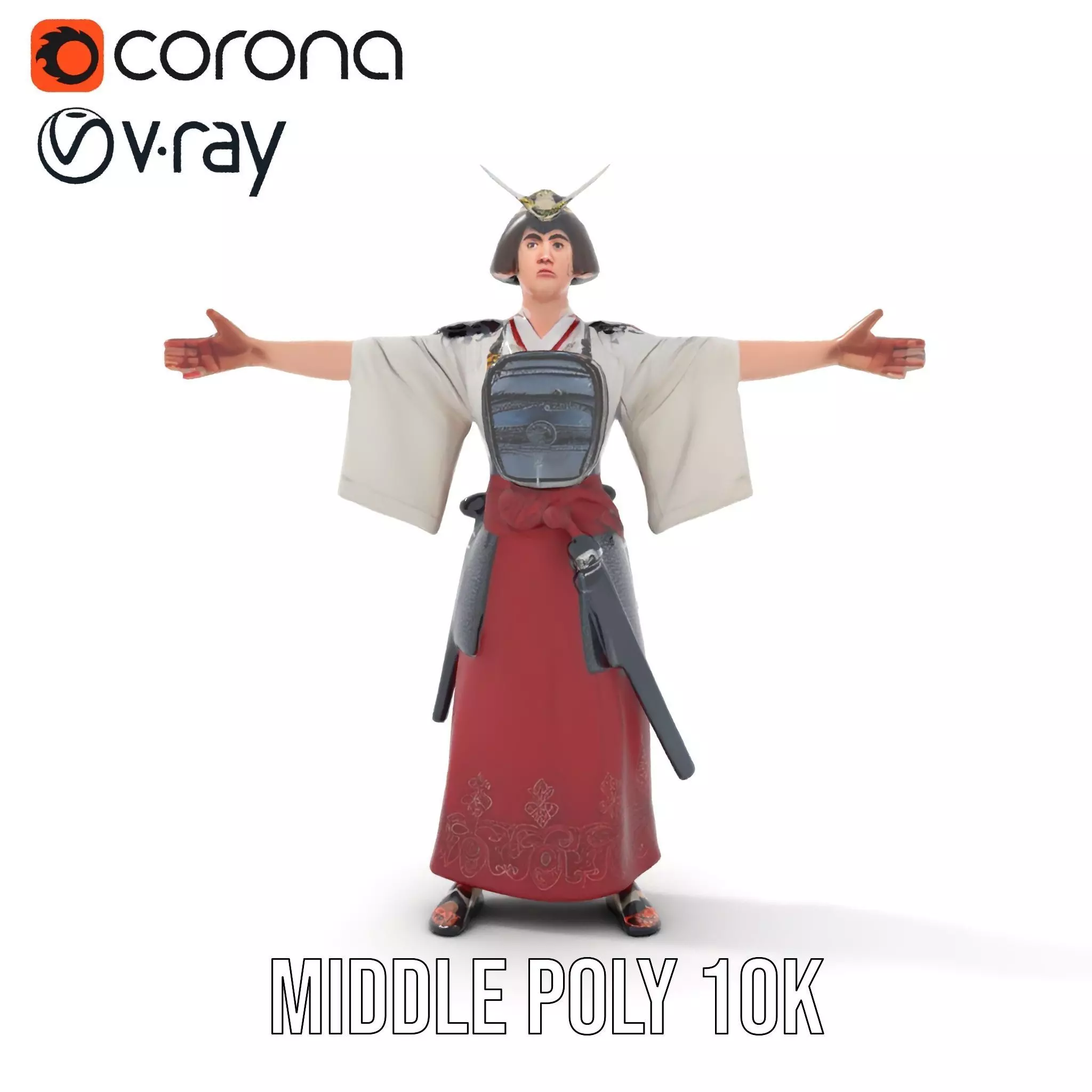 Samurai Armor Character Model Pack Low-poly 3D model_27