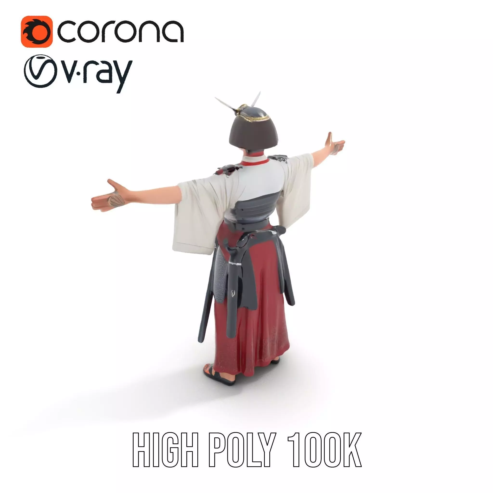Samurai Armor Character Model Pack Low-poly 3D model_9