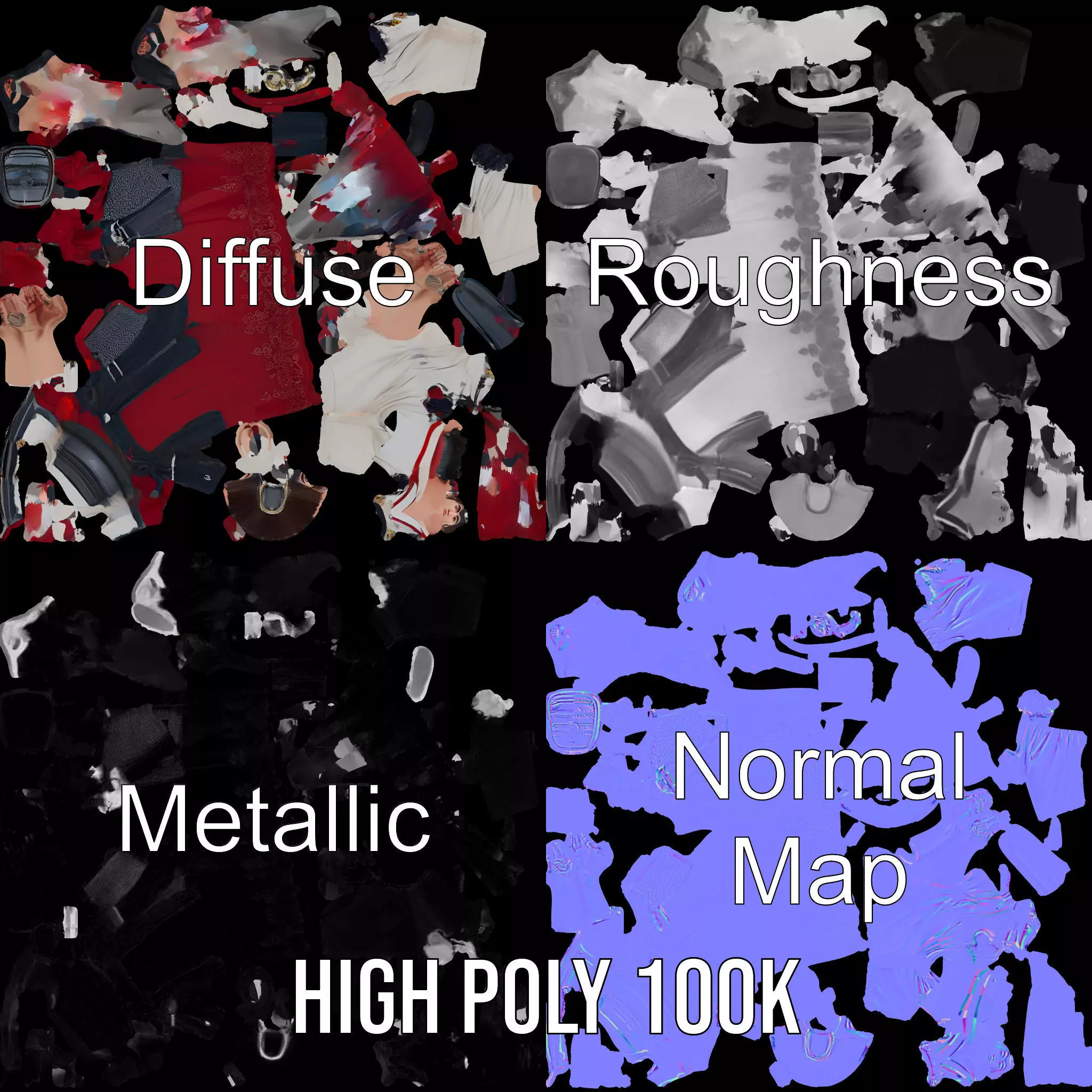 Samurai Armor Character Model Pack Low-poly 3D model_3