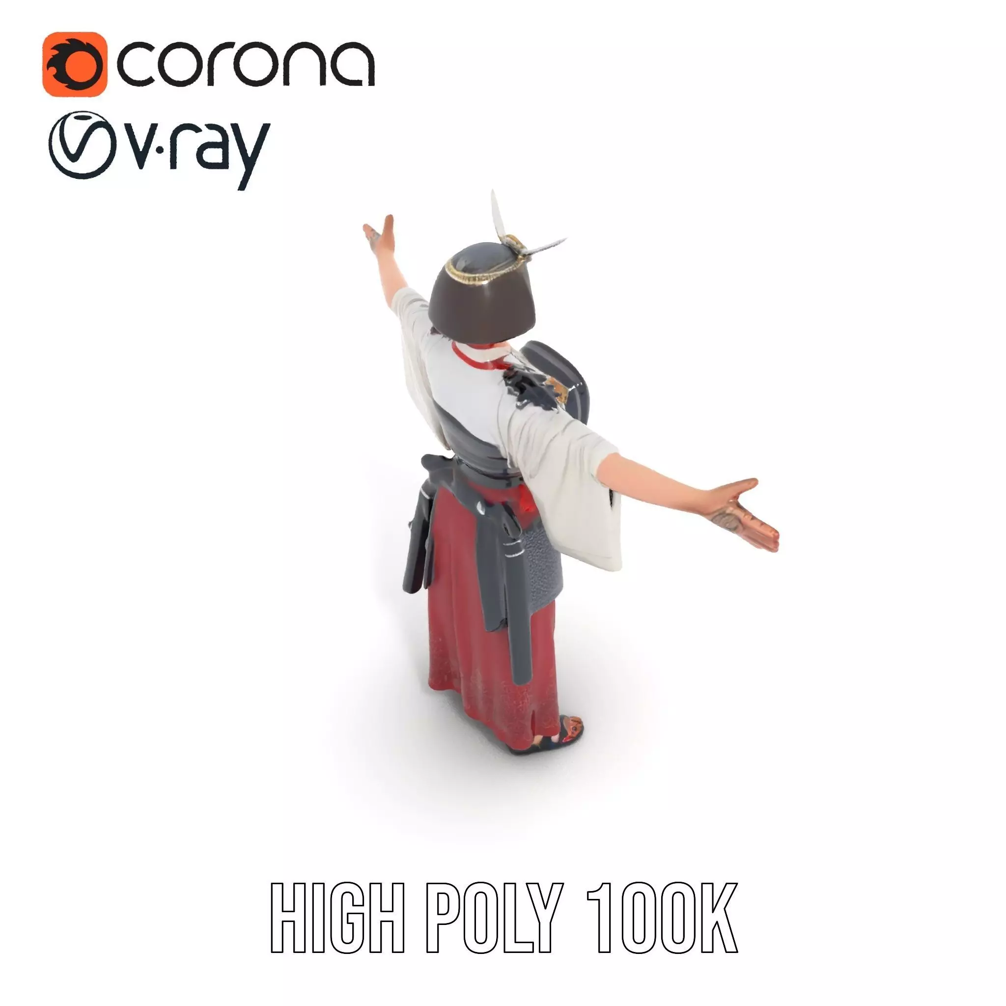 Samurai Armor Character Model Pack Low-poly 3D model_20