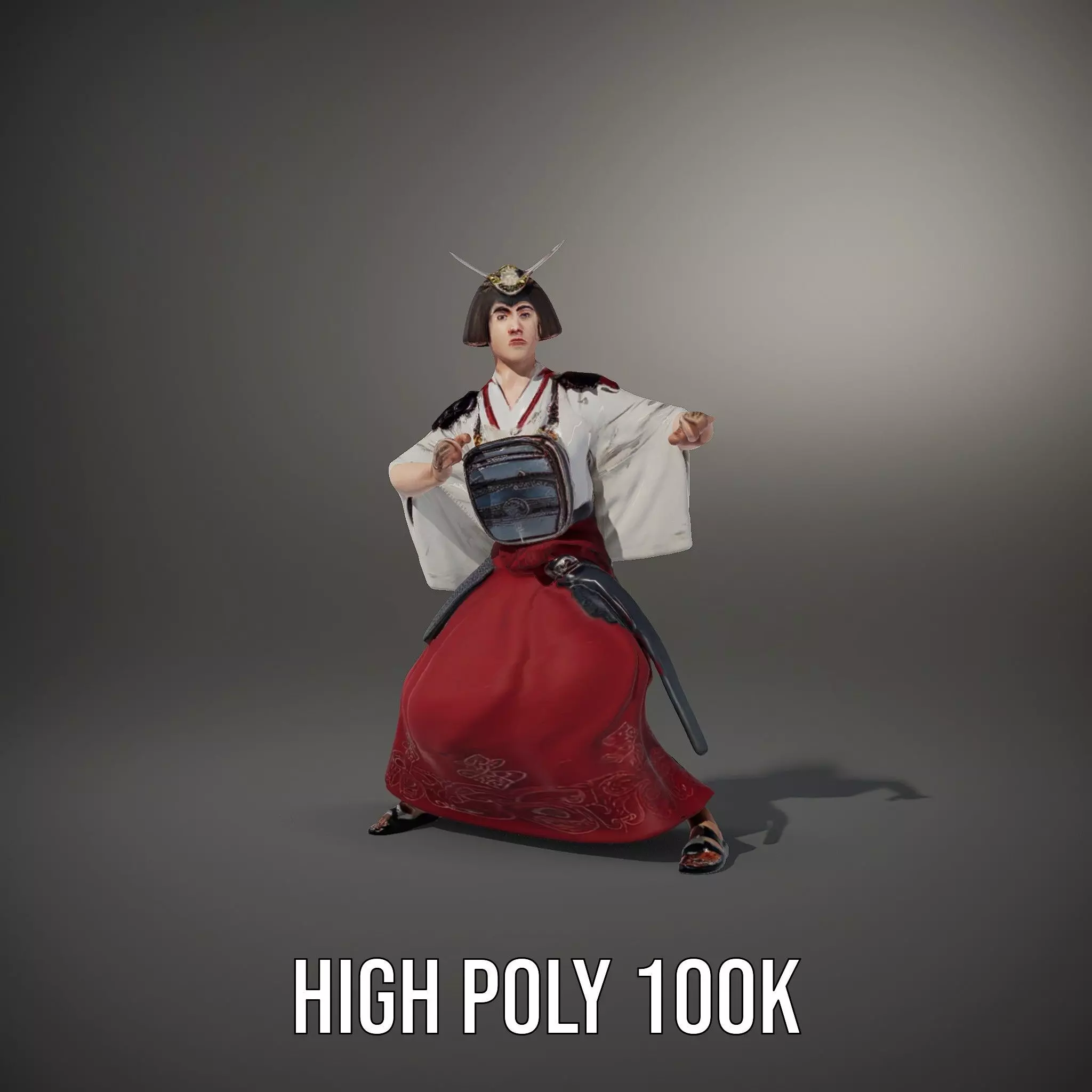 Samurai Armor Character Model Pack Low-poly 3D model_34