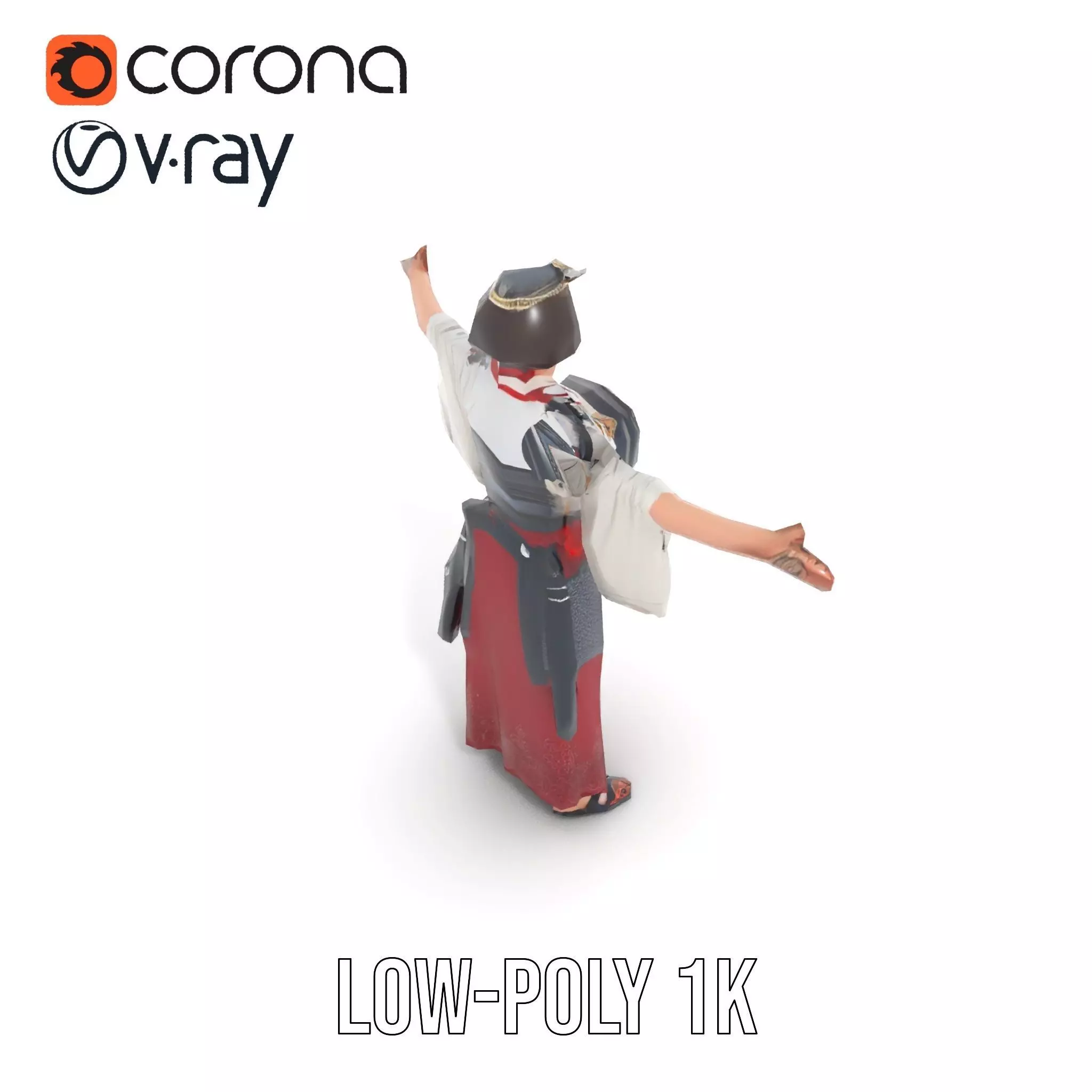 Samurai Armor Character Model Pack Low-poly 3D model_19