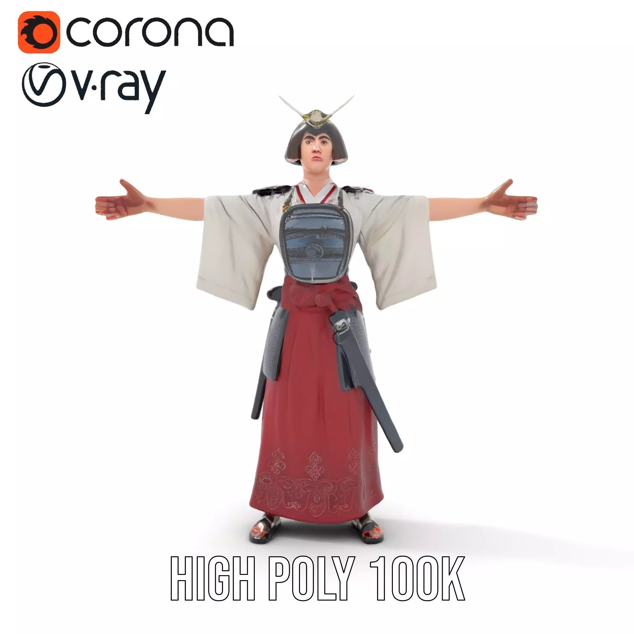 Samurai Armor Character Model Pack Low-poly 3D model_12