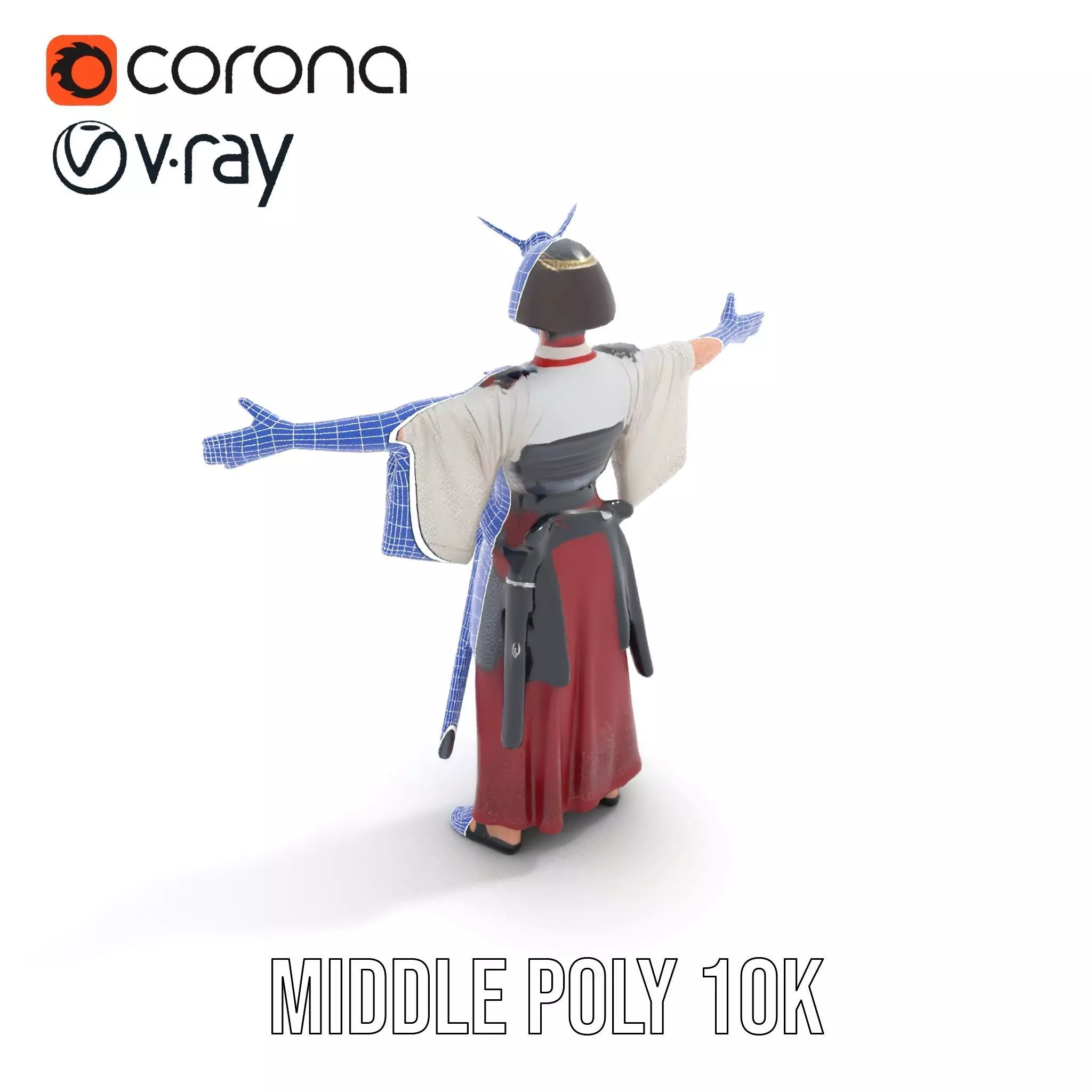 Samurai Armor Character Model Pack Low-poly 3D model_24