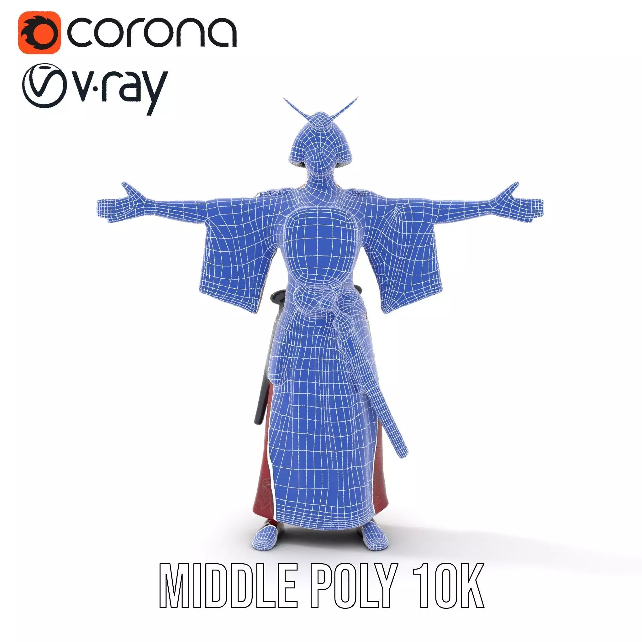 Samurai Armor Character Model Pack Low-poly 3D model_15