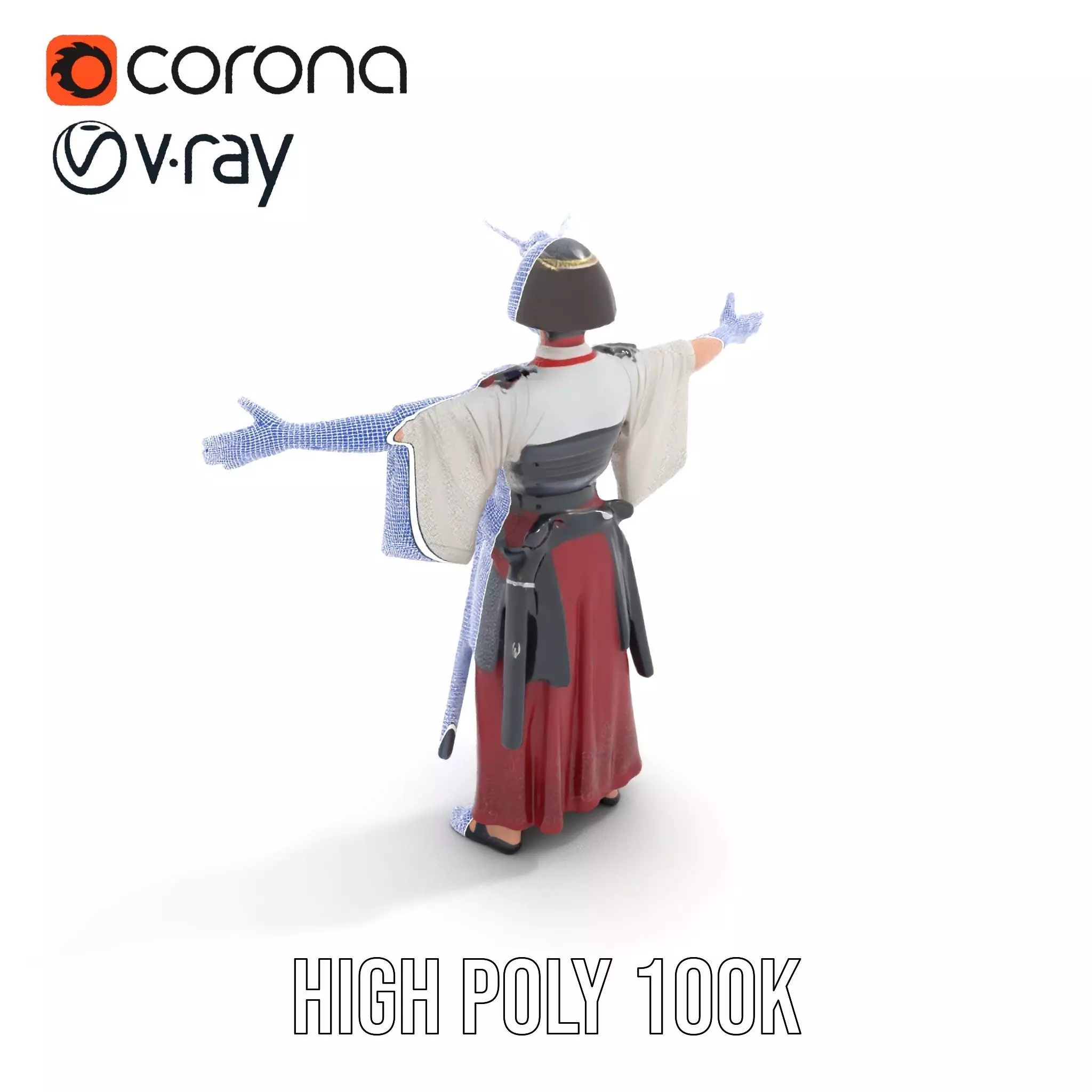 Samurai Armor Character Model Pack Low-poly 3D model_29