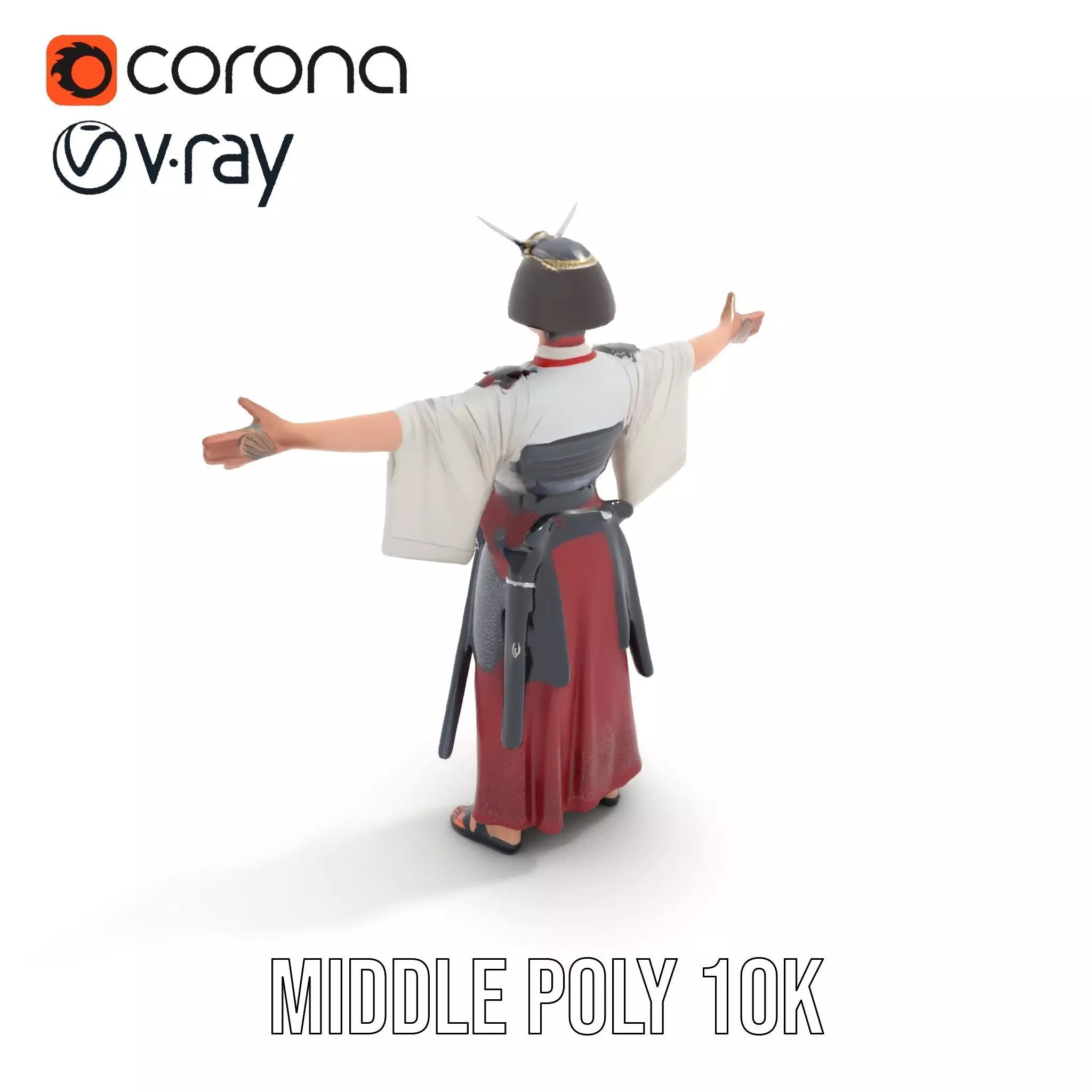 Samurai Armor Character Model Pack Low-poly 3D model_21