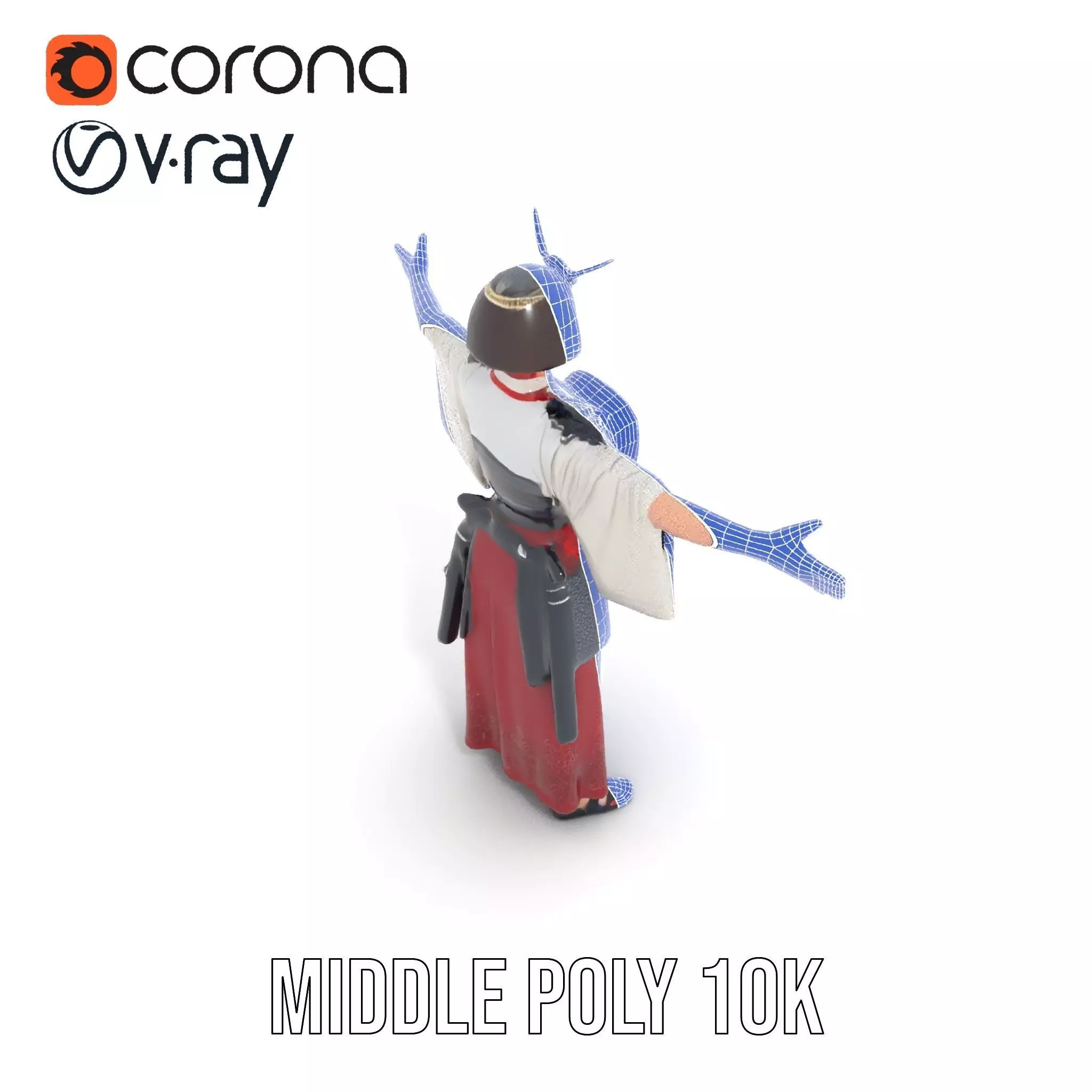 Samurai Armor Character Model Pack Low-poly 3D model_13