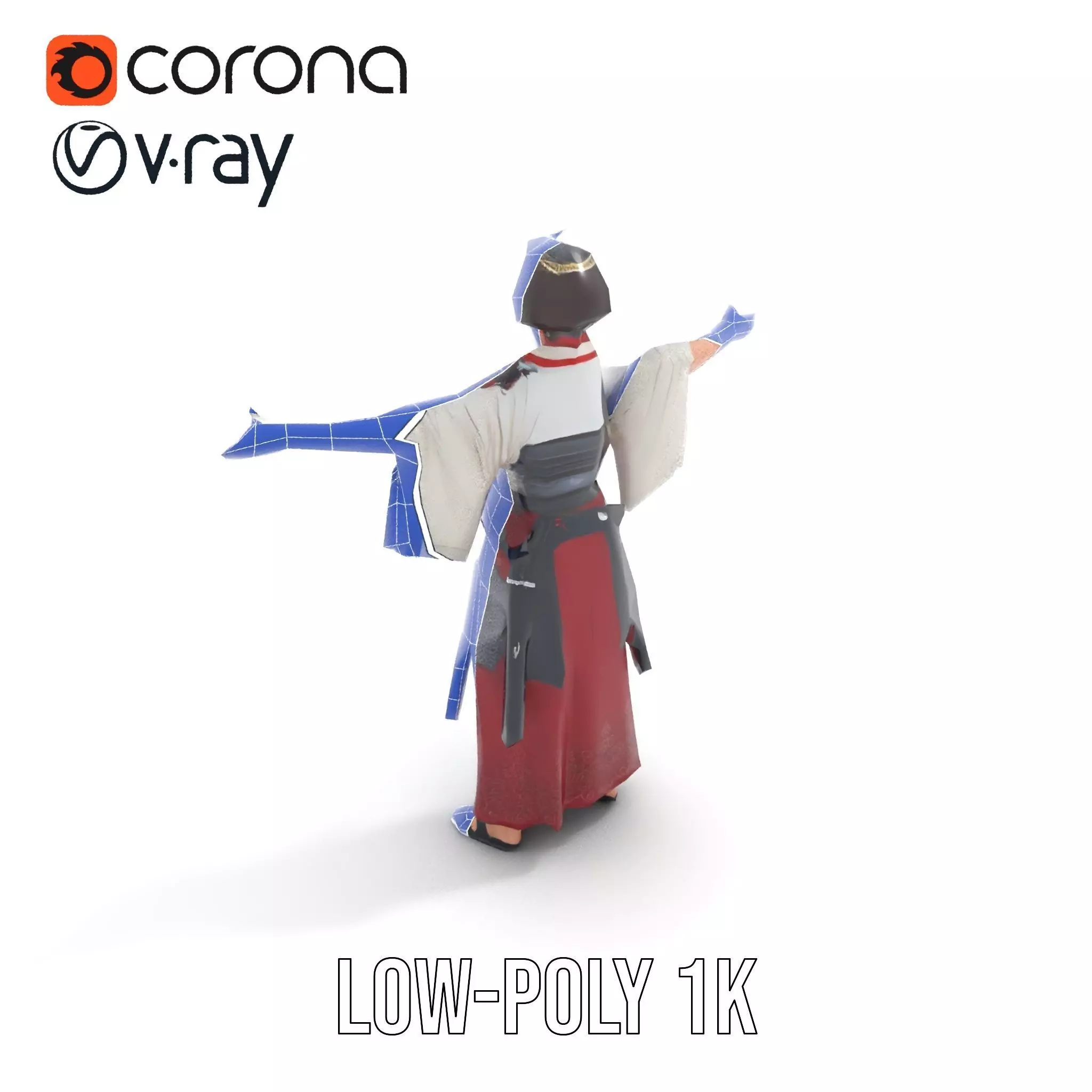 Samurai Armor Character Model Pack Low-poly 3D model_28