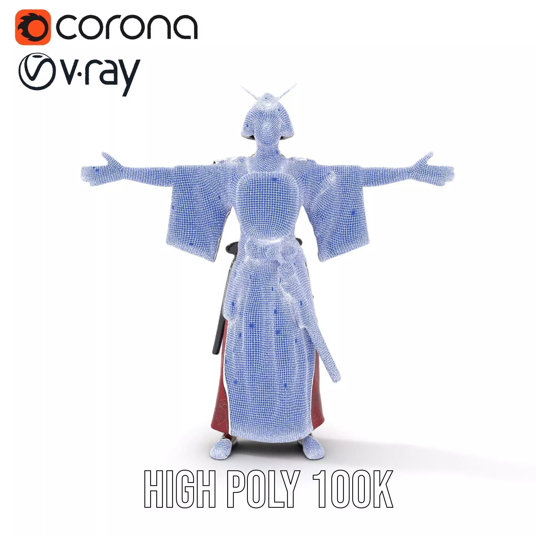 Samurai Armor Character Model Pack Low-poly 3D model_26