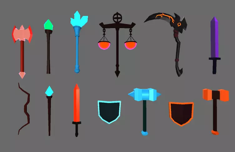 Fantasy Weapons Pack Low Poly 3D 3D model_0