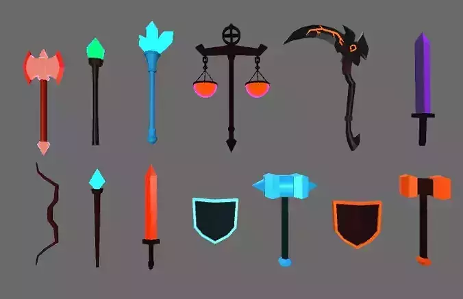 Fantasy Weapons Pack Low Poly 3D 3D model