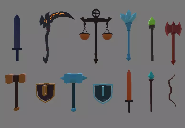 Fantasy Weapons Pack Low Poly 3D 3D model_1