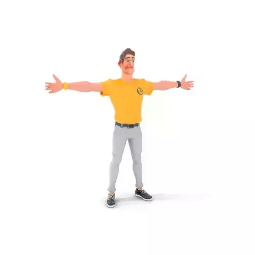 Cartoon Character Male Model Pack with Yellow Shirt Low-poly 3D model