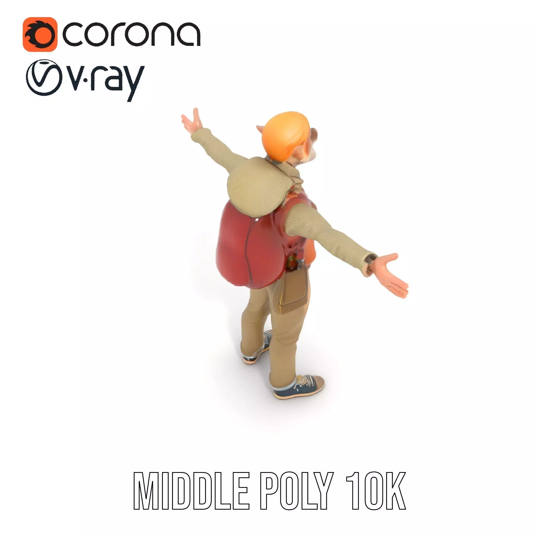 Fantasy Character Model Pack with Backpack Low-poly 3D model_15