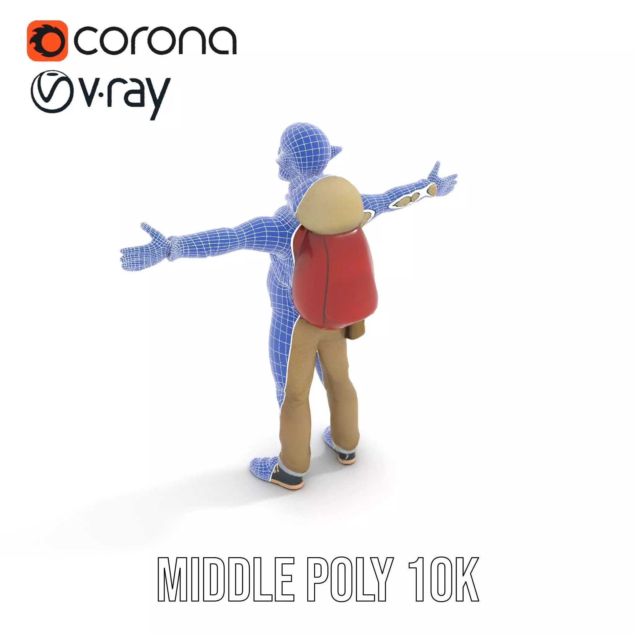 Fantasy Character Model Pack with Backpack Low-poly 3D model_12