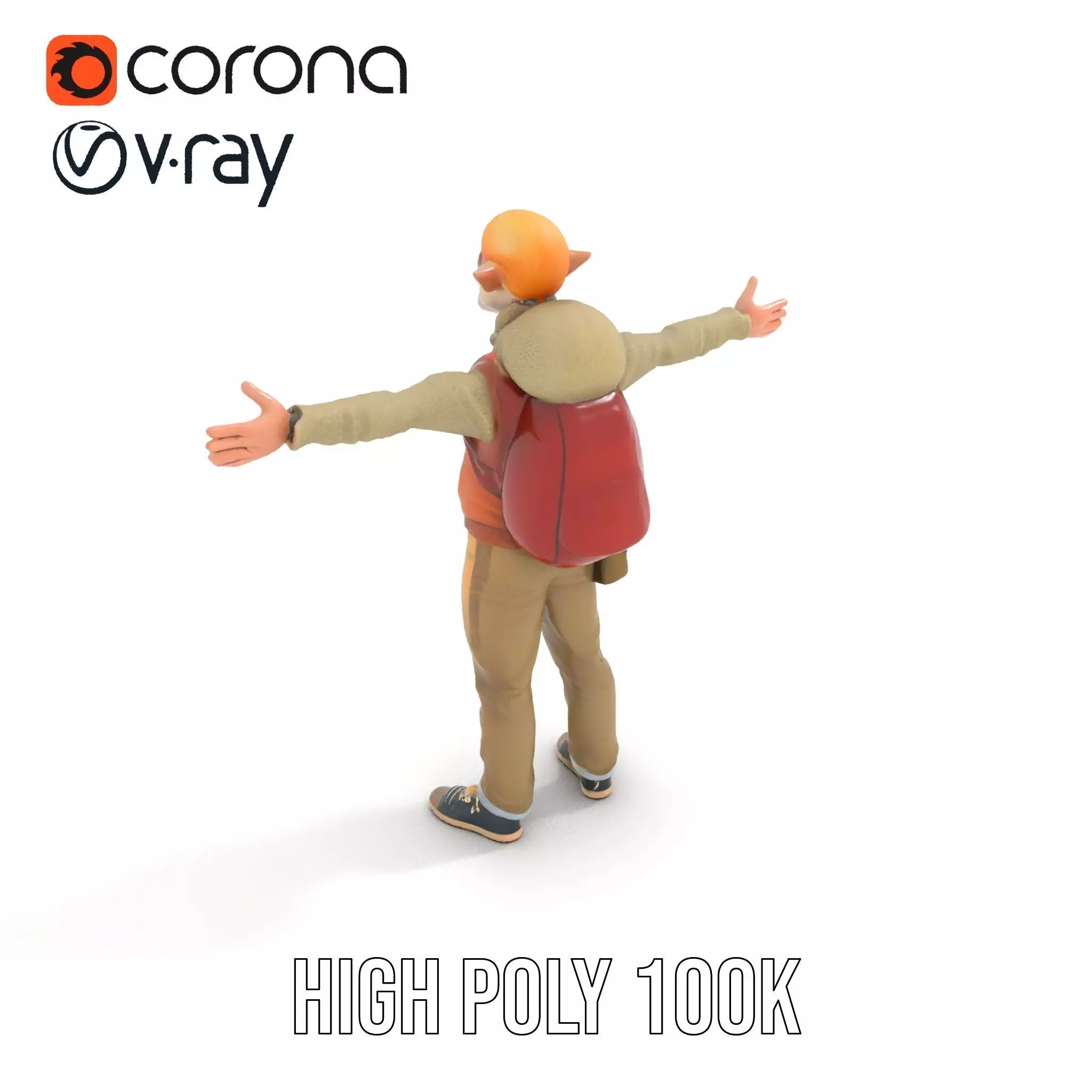 Fantasy Character Model Pack with Backpack Low-poly 3D model_11