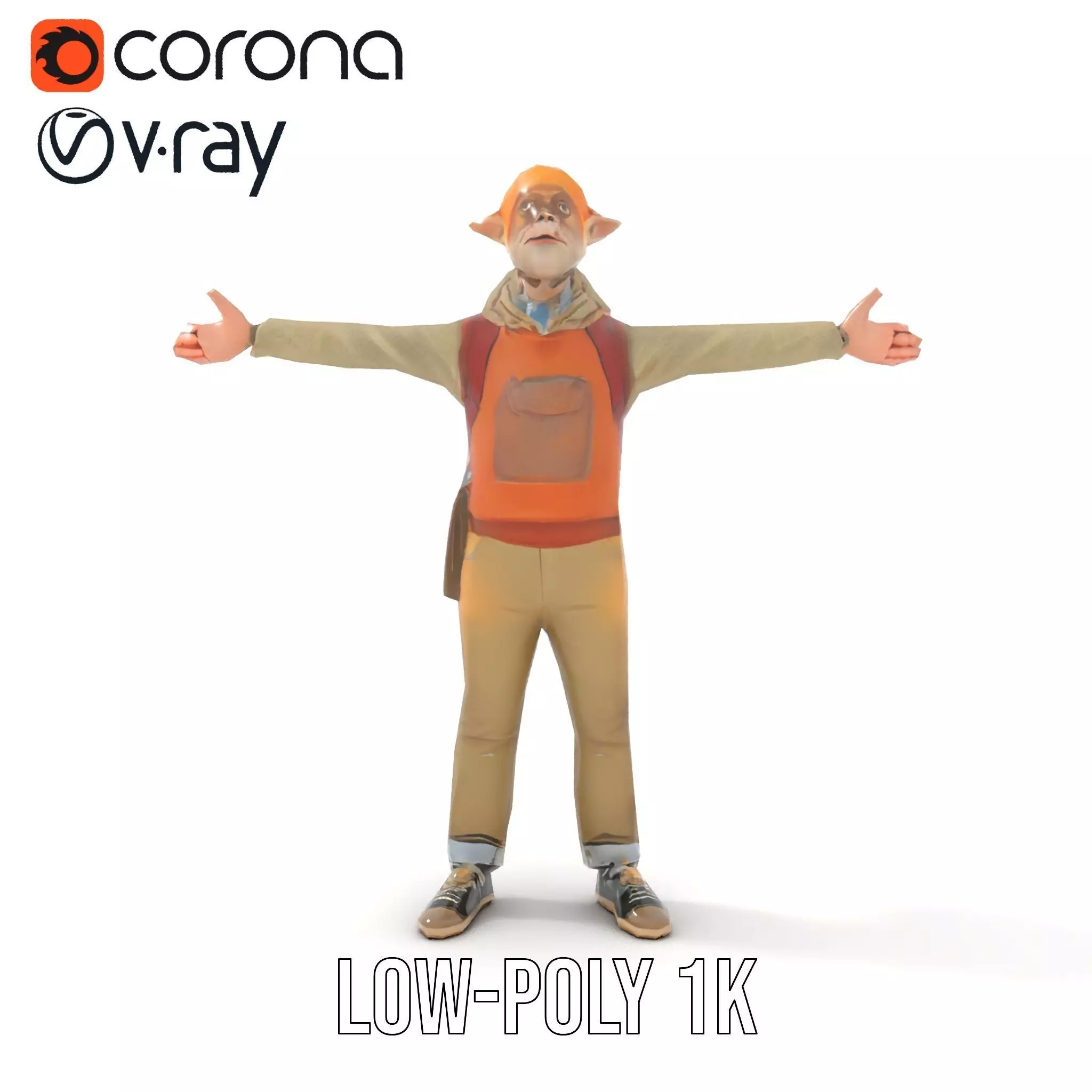Fantasy Character Model Pack with Backpack Low-poly 3D model_16