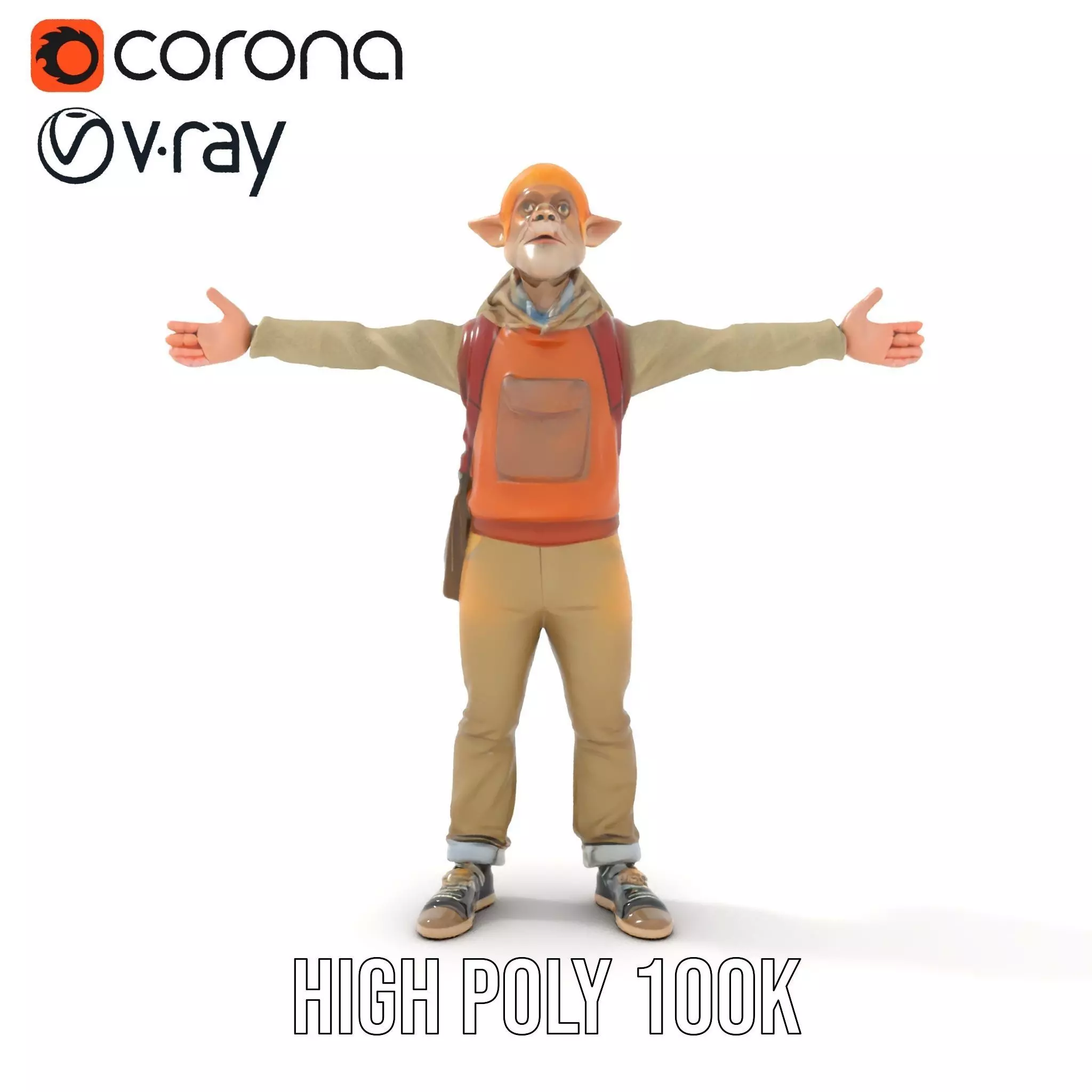 Fantasy Character Model Pack with Backpack Low-poly 3D model_22