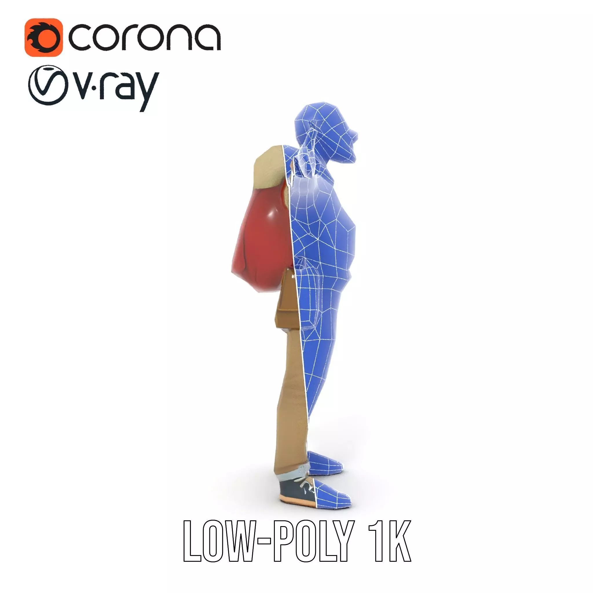 Fantasy Character Model Pack with Backpack Low-poly 3D model_8